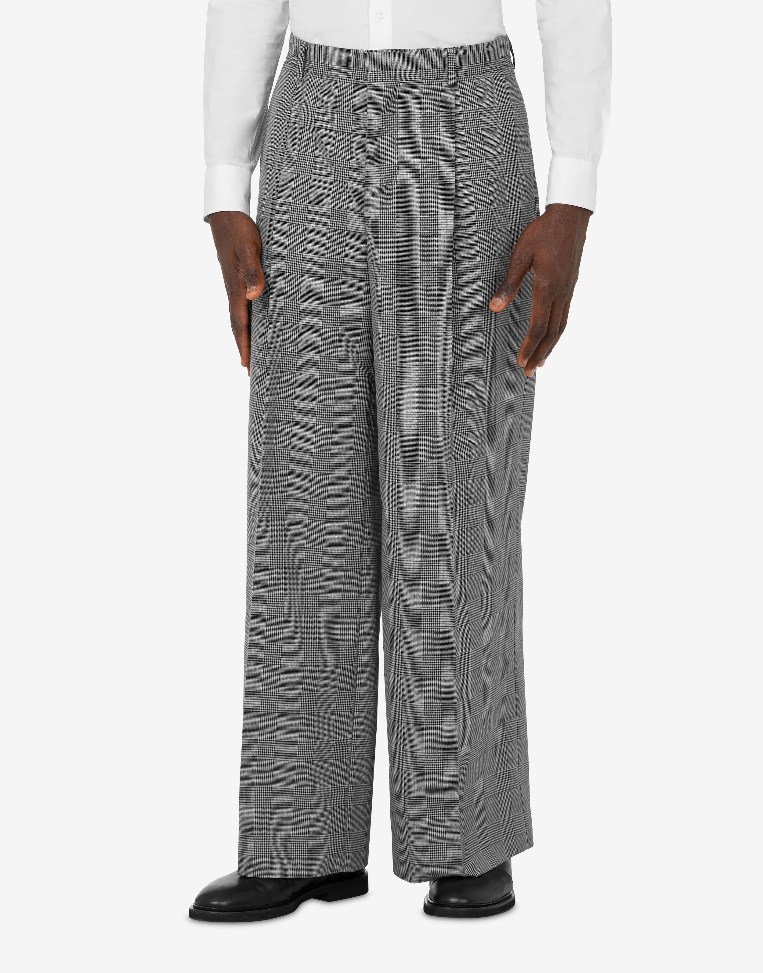 GLEN PLAID WOOL TROUSERS - 2