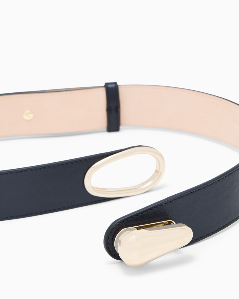 GIORGIO ARMANI SHINY LEATHER BELT WITH A TEARDROP-SHAPED TWIST LOCK outlook