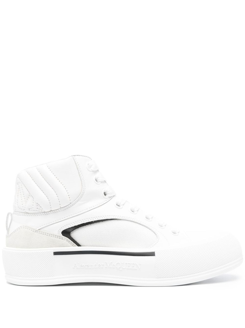 Seal-embroidered leather sneakers 1