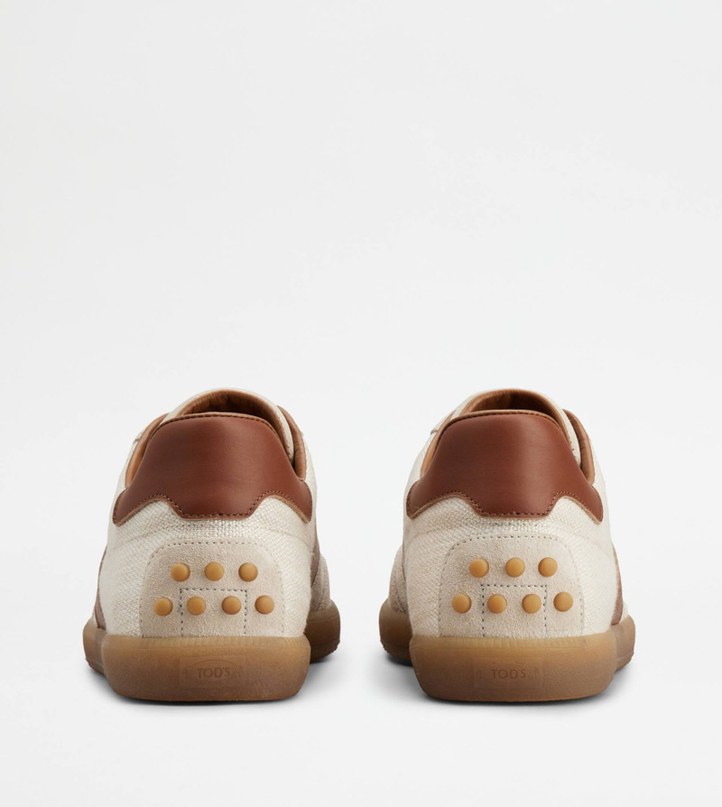 Tod's TOD'S TABS SNEAKERS IN FABRIC AND SUEDE - BEIGE, BROWN outlook