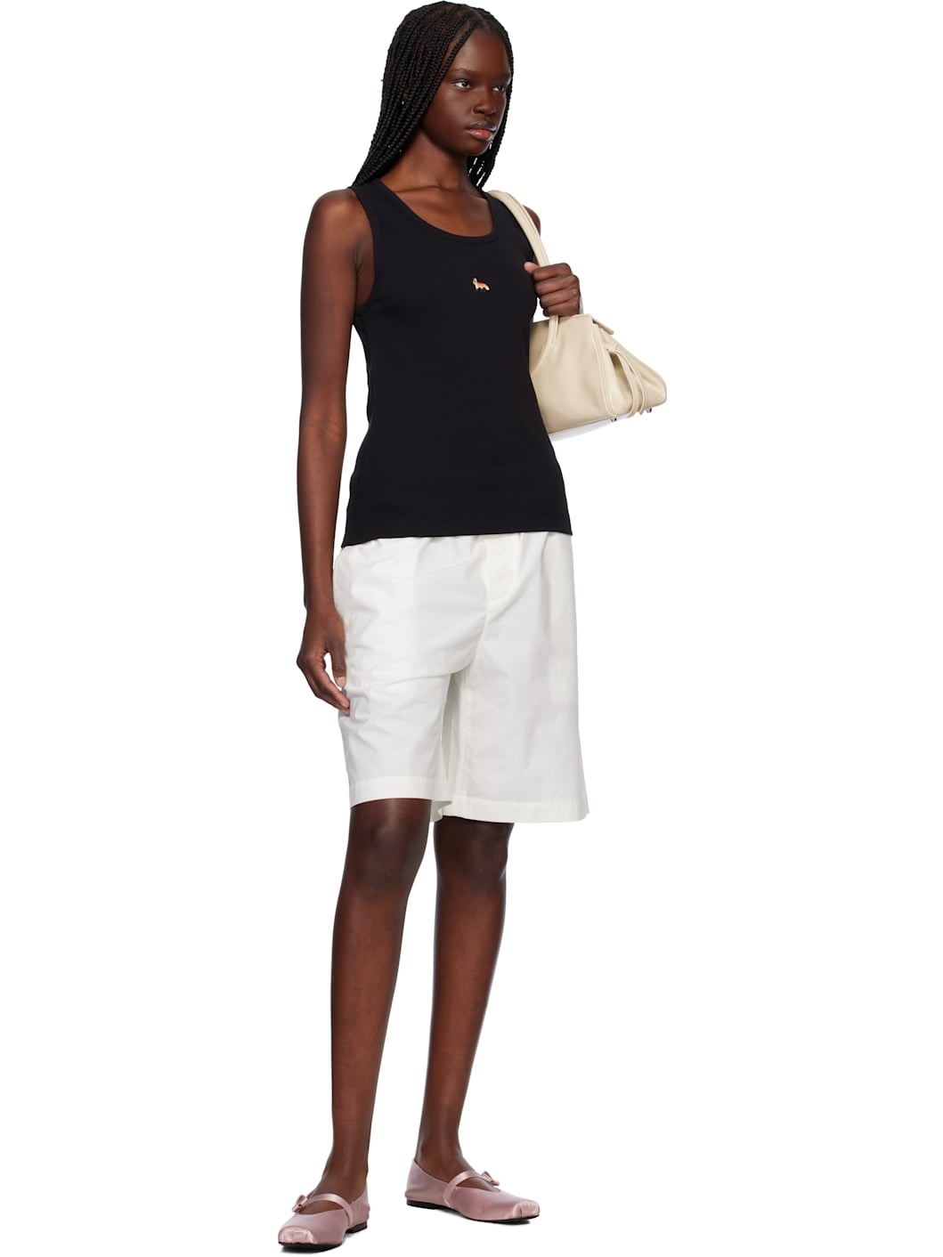 Black Baby Fox Ribbed Tank Top - 4