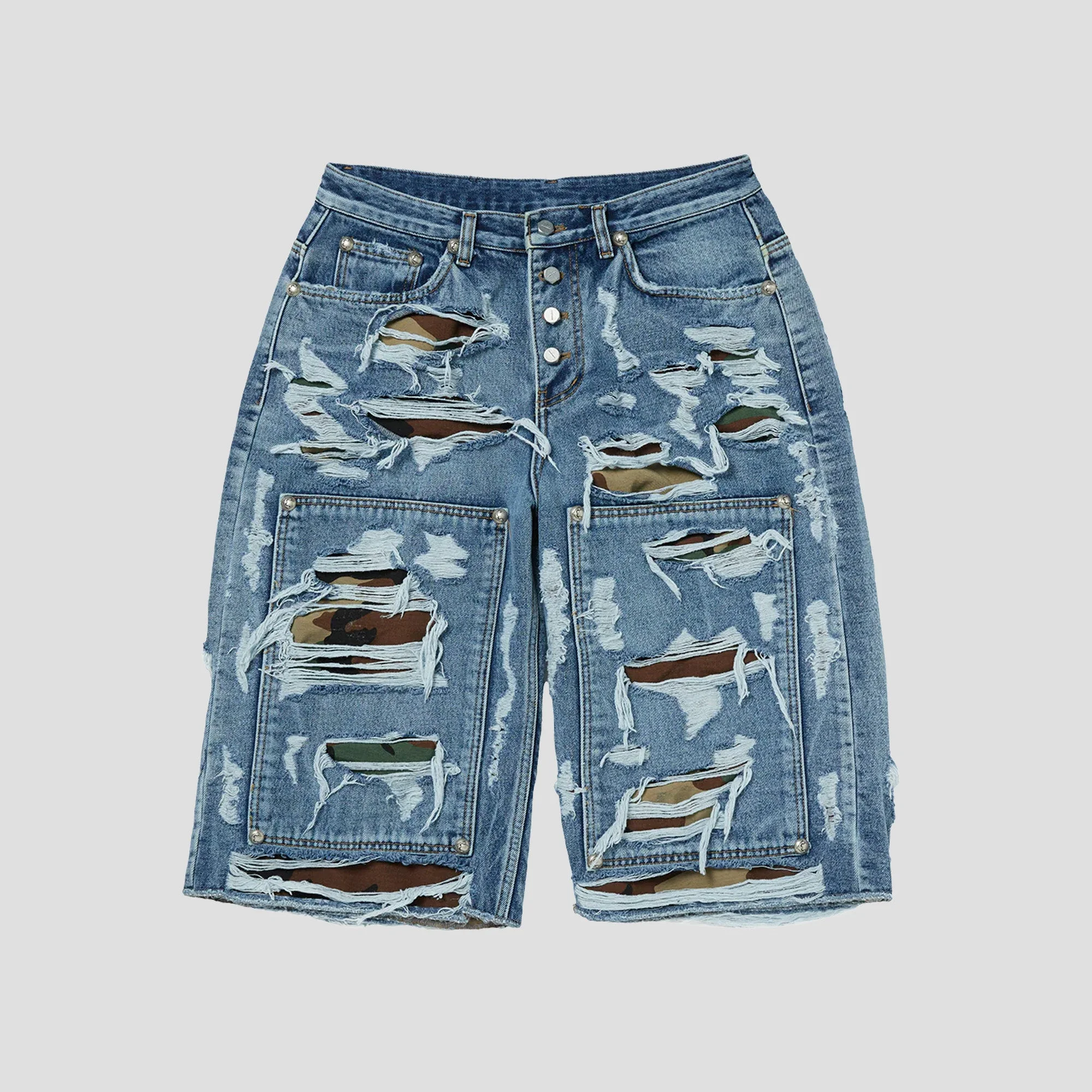 HELL CAMO DENIM SHORTS - 1