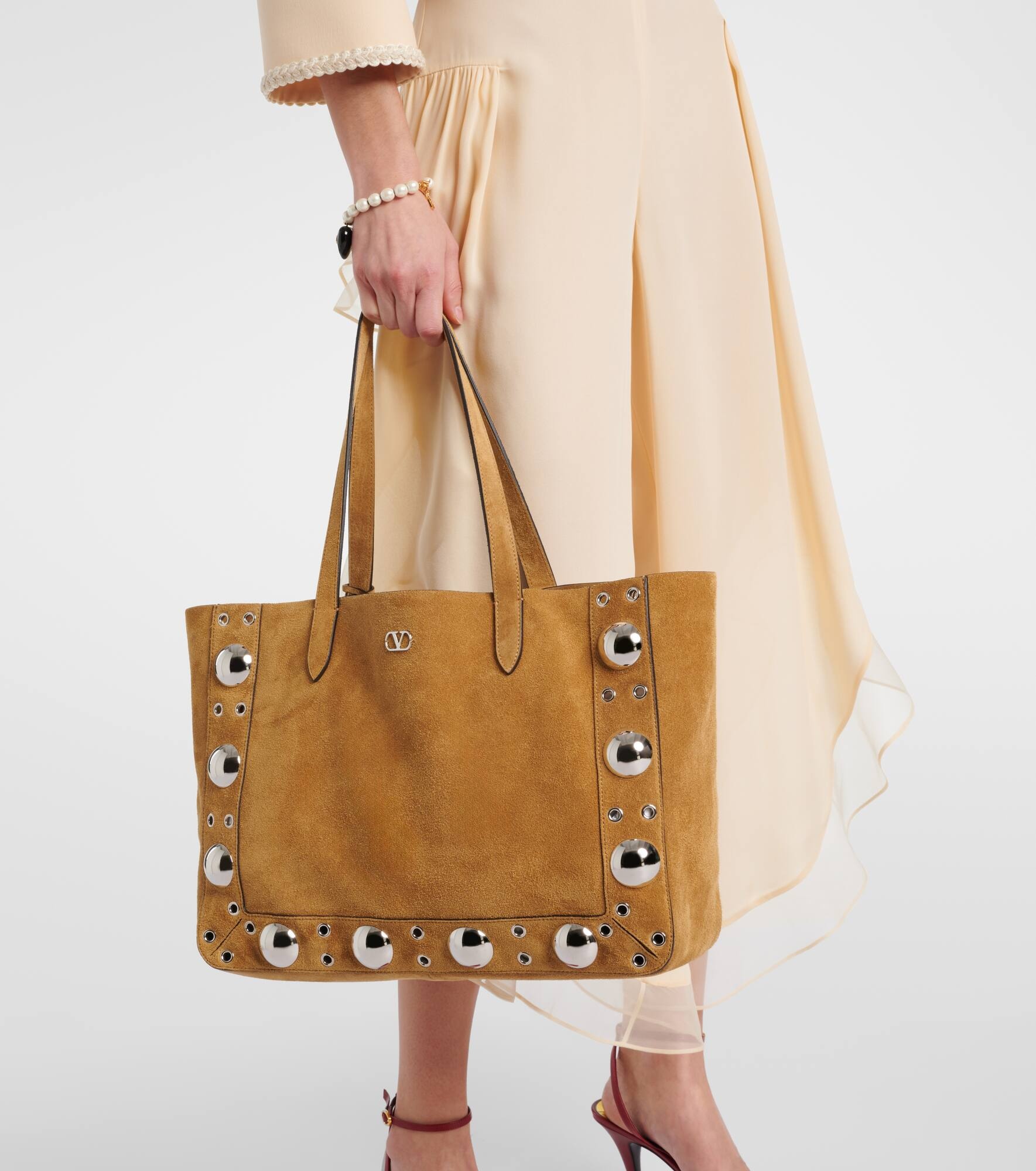 Nellcôte Medium studded suede shopper - 7