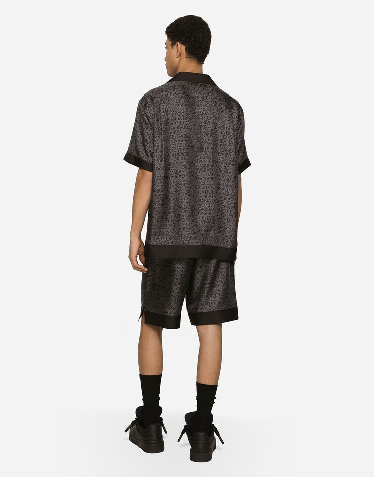 Silk twill jogging shorts with logo print - 3