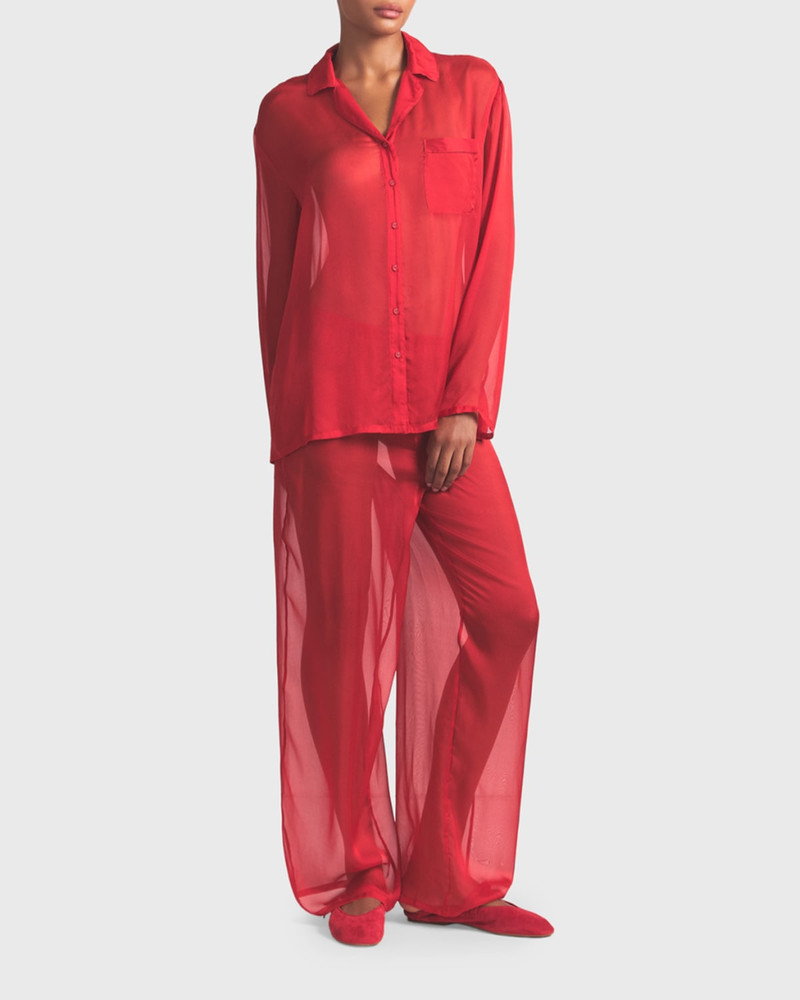SKIMS Button-Down Sheer Silk Lounge Set outlook