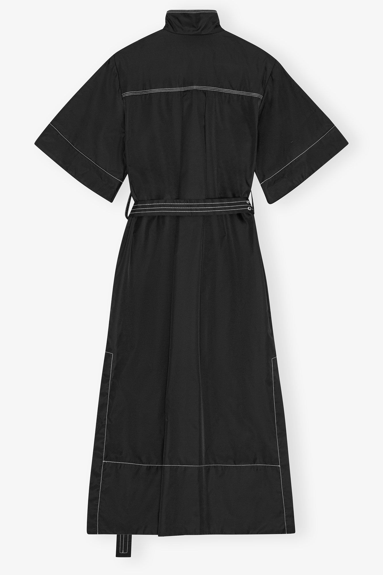 BLACK STRETCH COTTON DRESS - 4