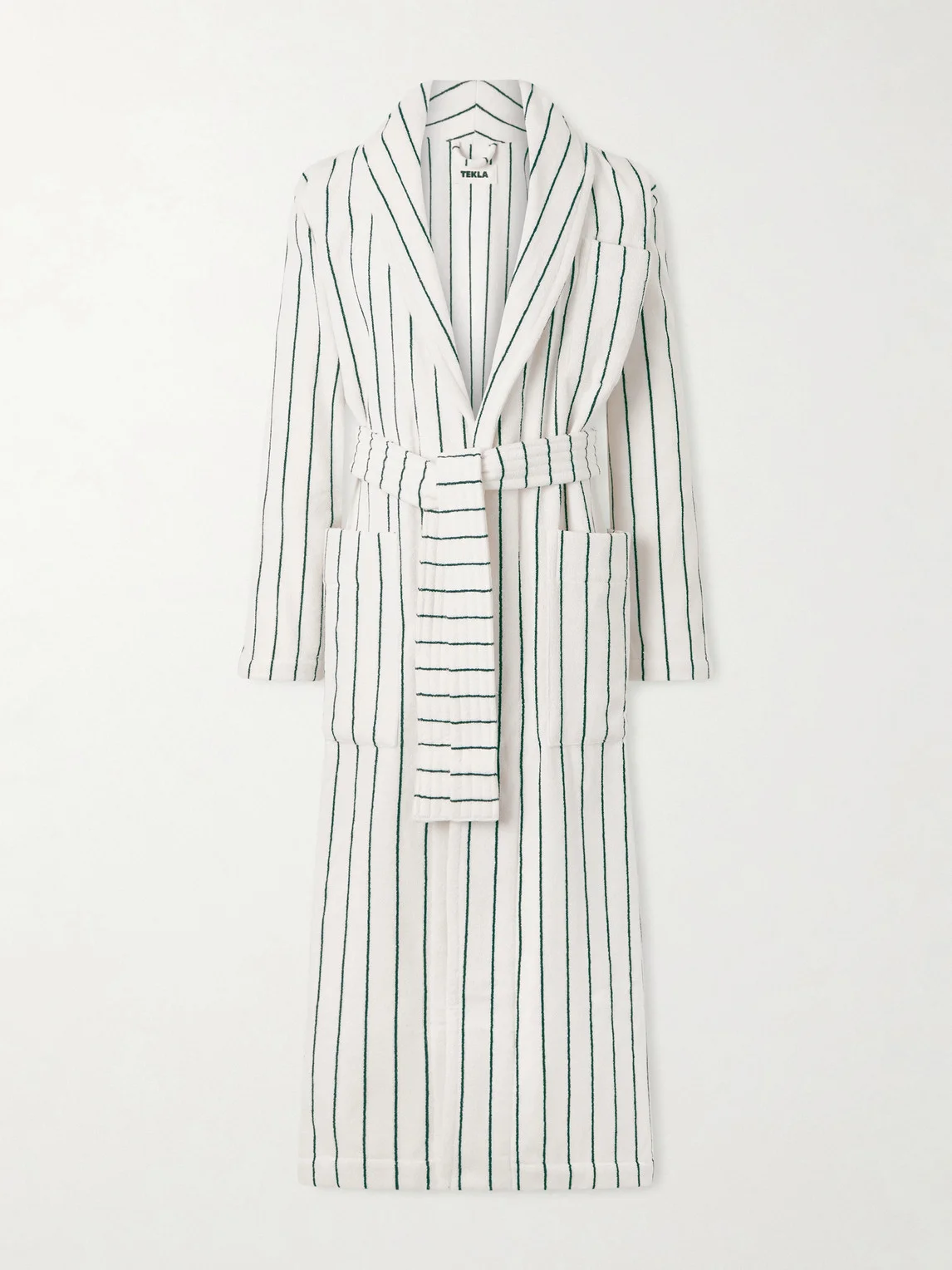 Belted Striped Organic Cotton-Terry Robe - 1