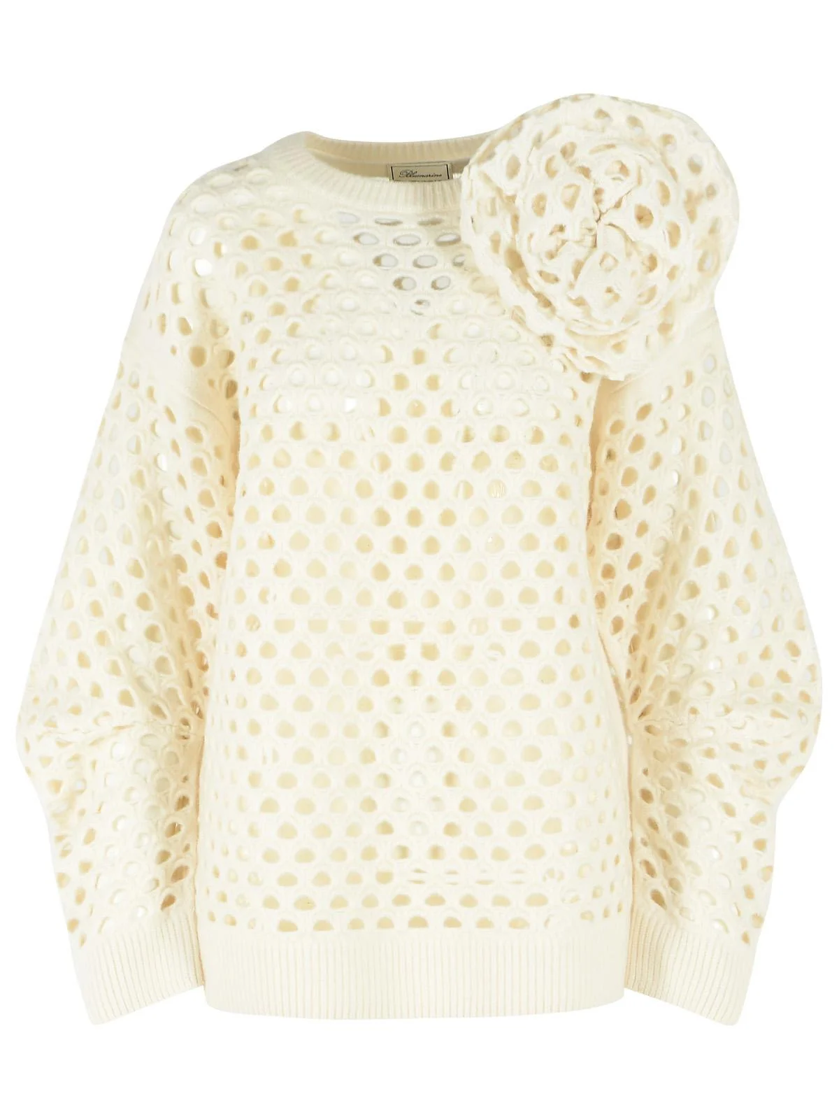 Blumarine Ivory Openwork Wool Cardigan - 1