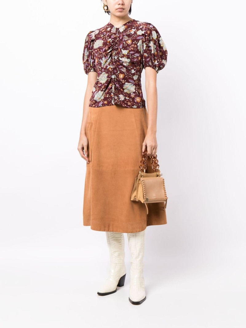 ULLA JOHNSON Elise ruched-silk blouse outlook