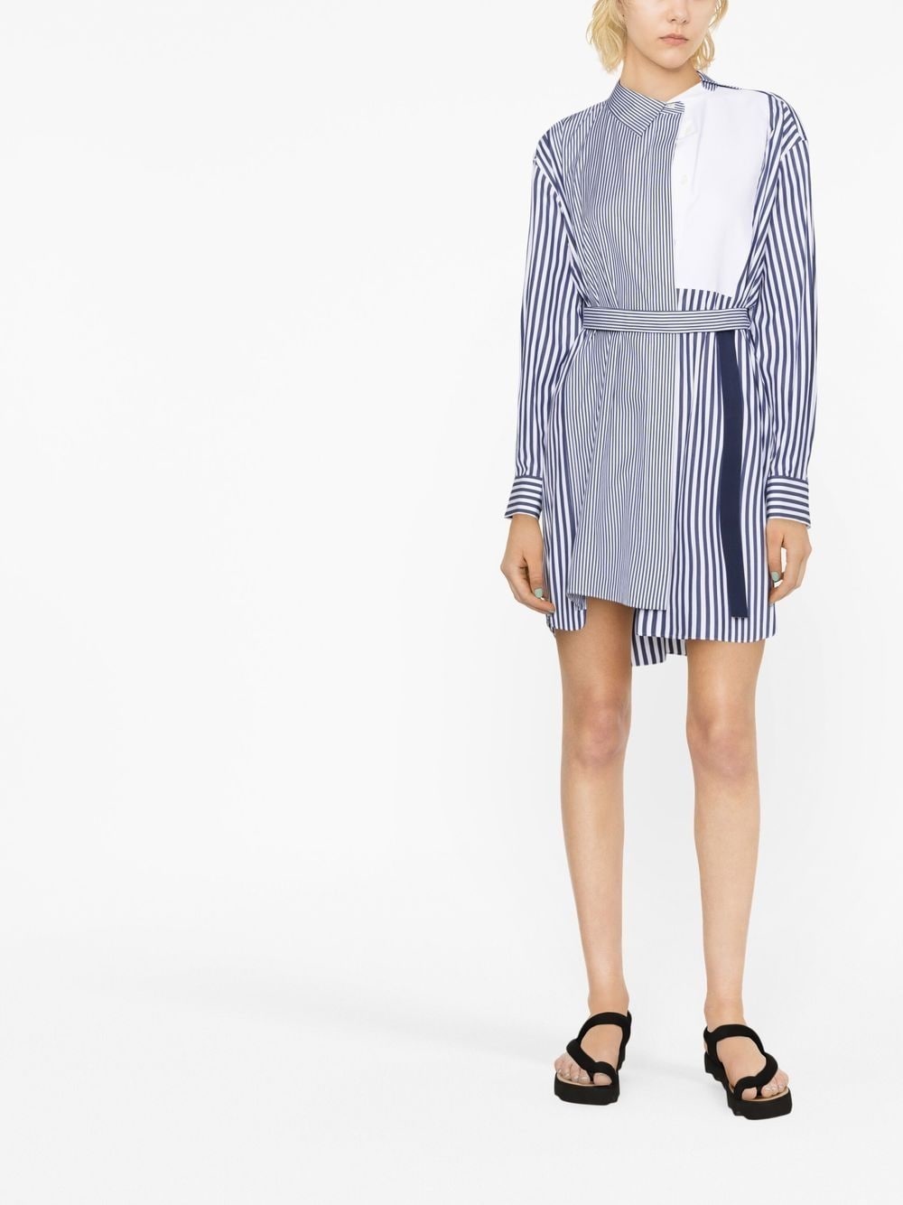 striped side-tie shirt dress - 2