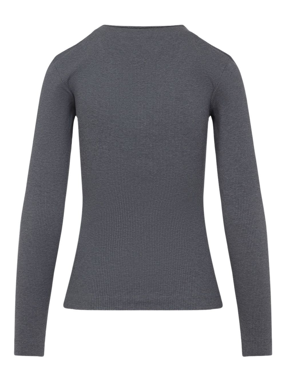 ribbed v-neck top - 2