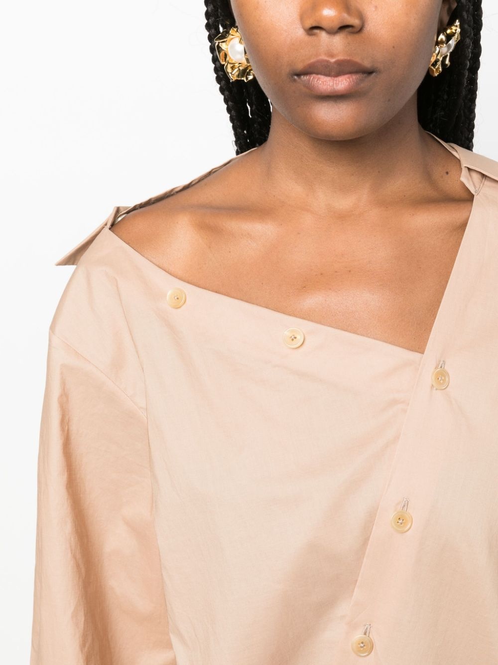 asymmetric long-sleeve cotton shirt - 5