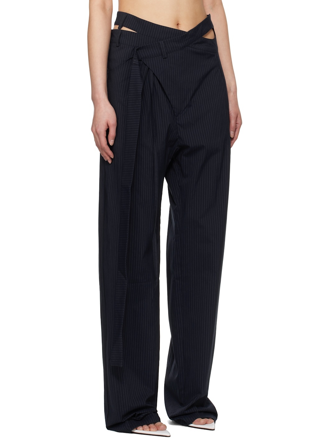 Navy Signature Wrap Suit Trousers - 2