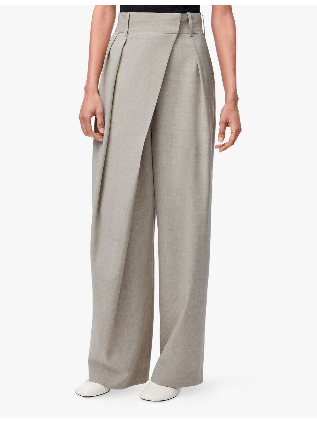 Wrap-Pleat Tailored Wool Trousers - 3