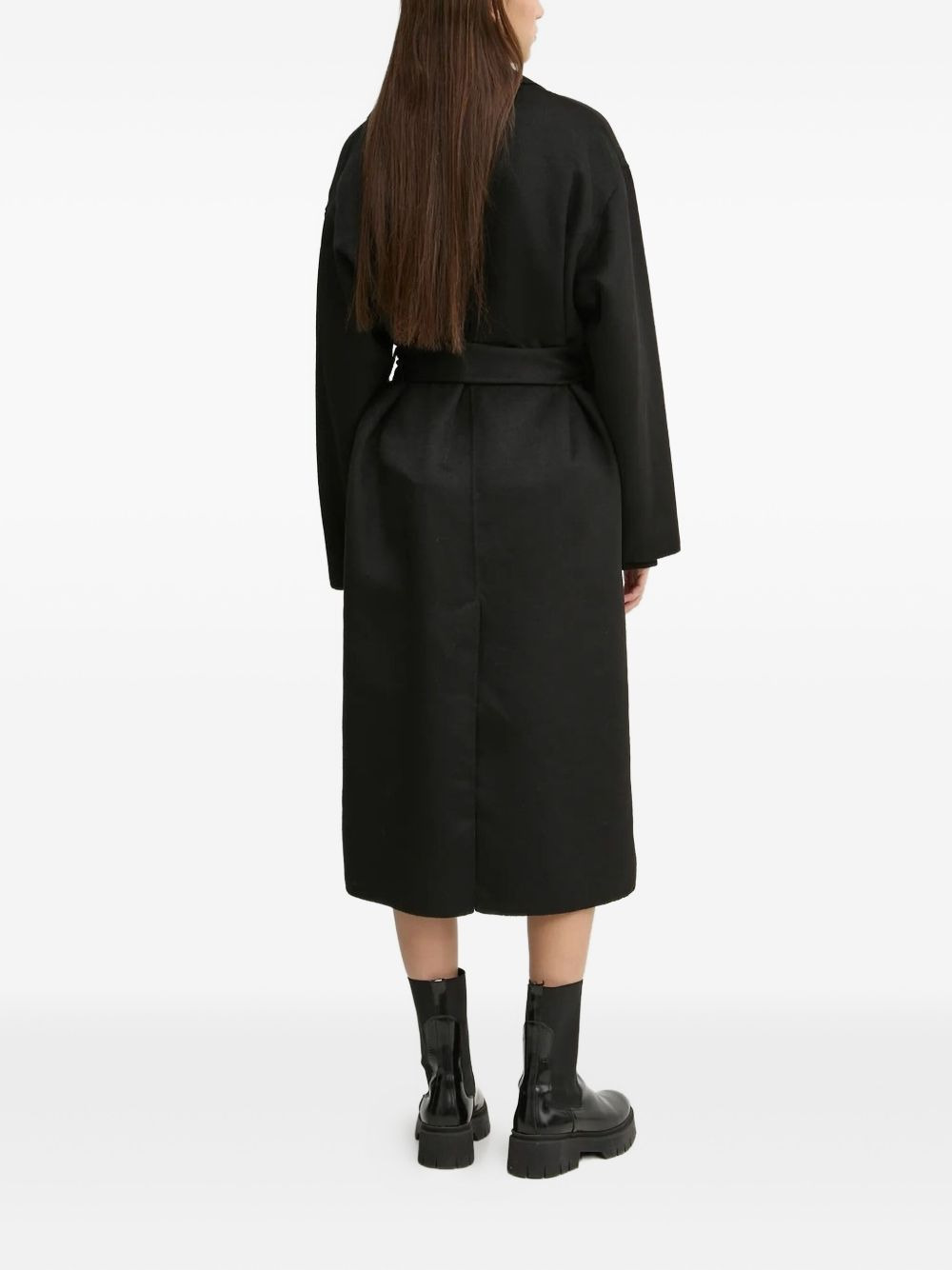 belted-waist lapel coat - 2