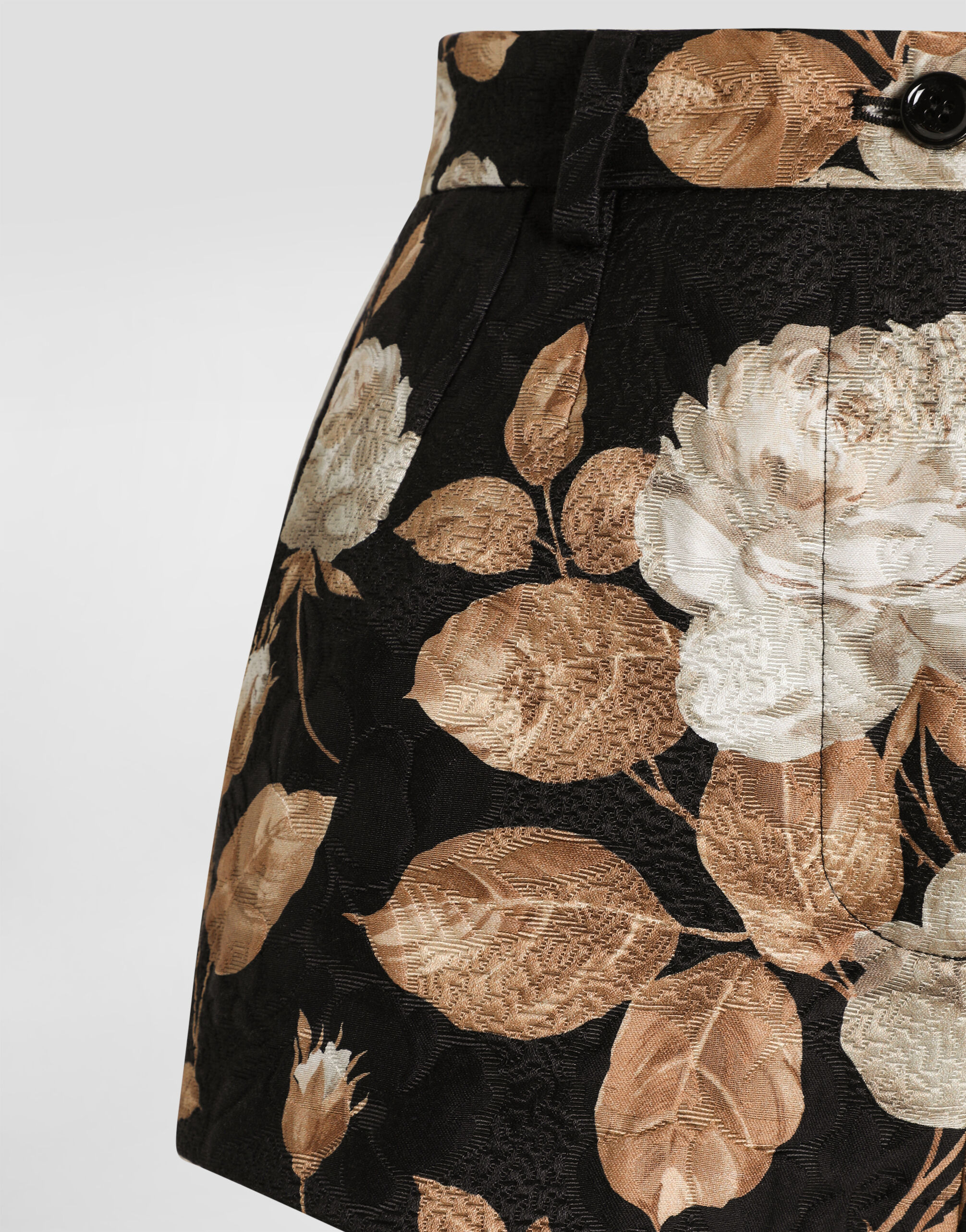 Vintage rose-print brocade shorts - 6