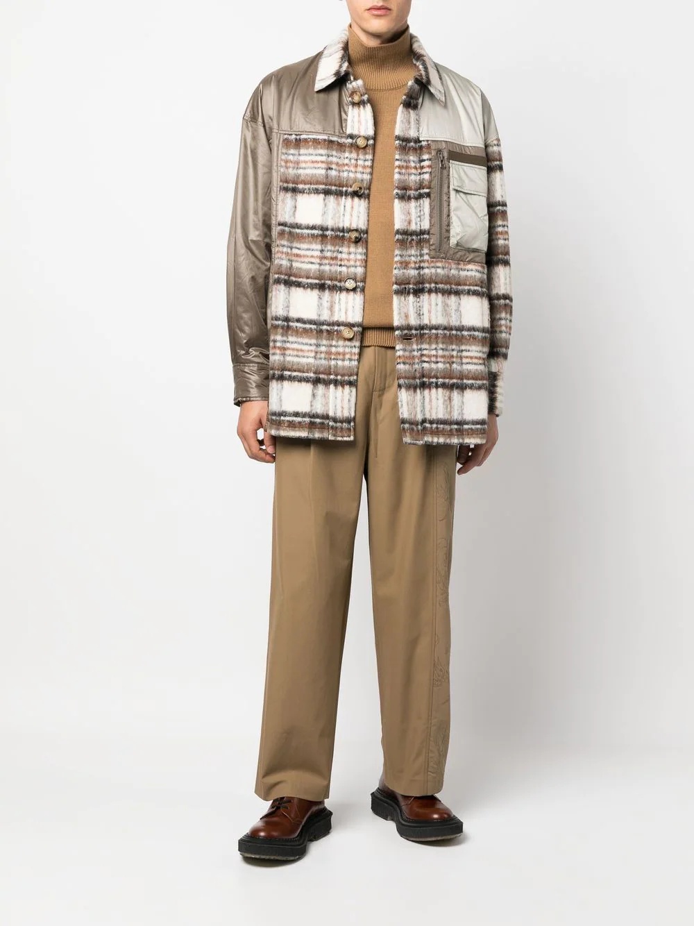 embroidered-panel drawstring trousers - 2