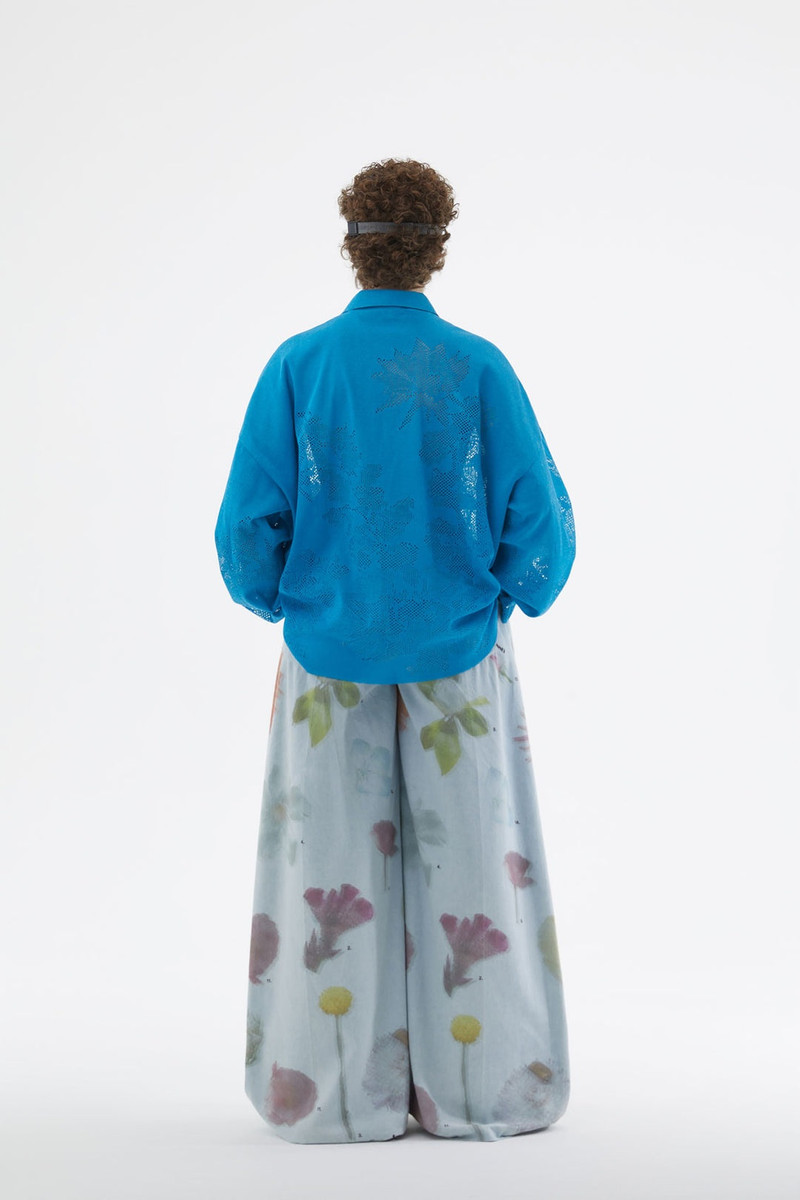 NEON BLUE JACQUARD KNIT RUBBER JACKET 4