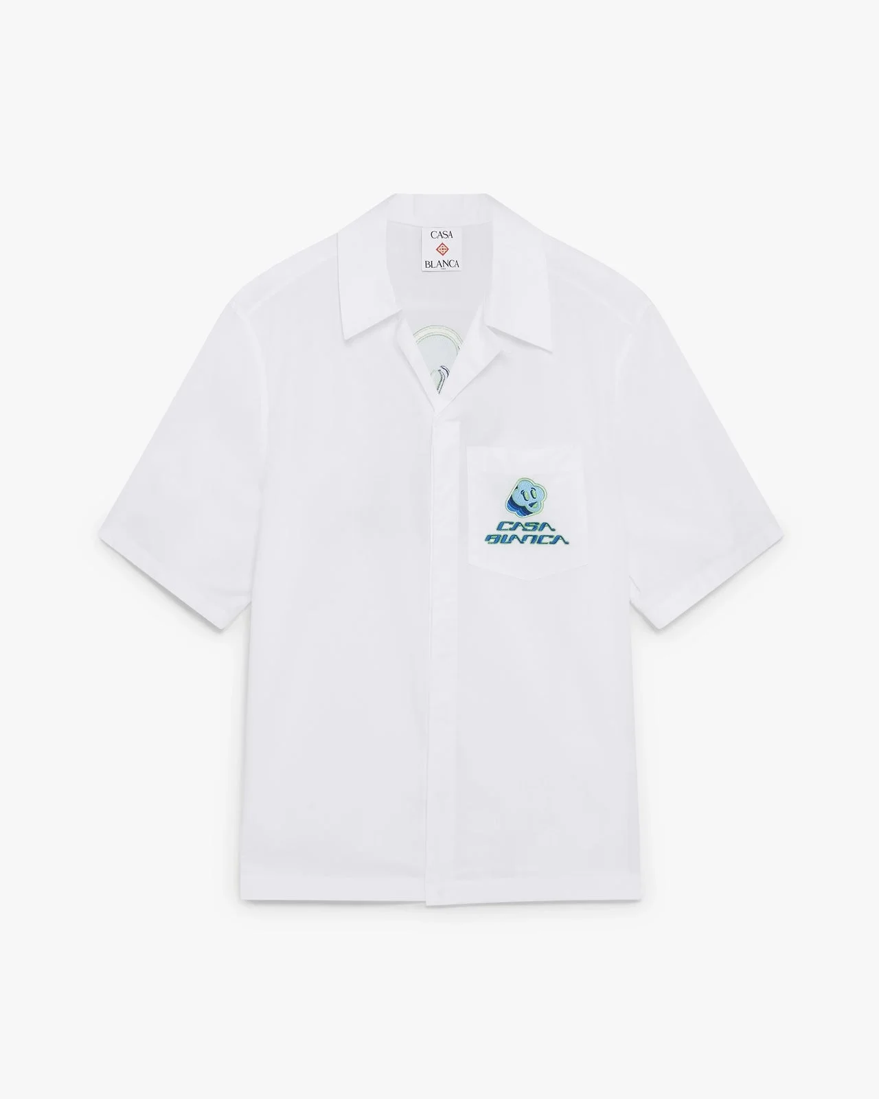 White Embroidered Short Sleeve Shirt - 1