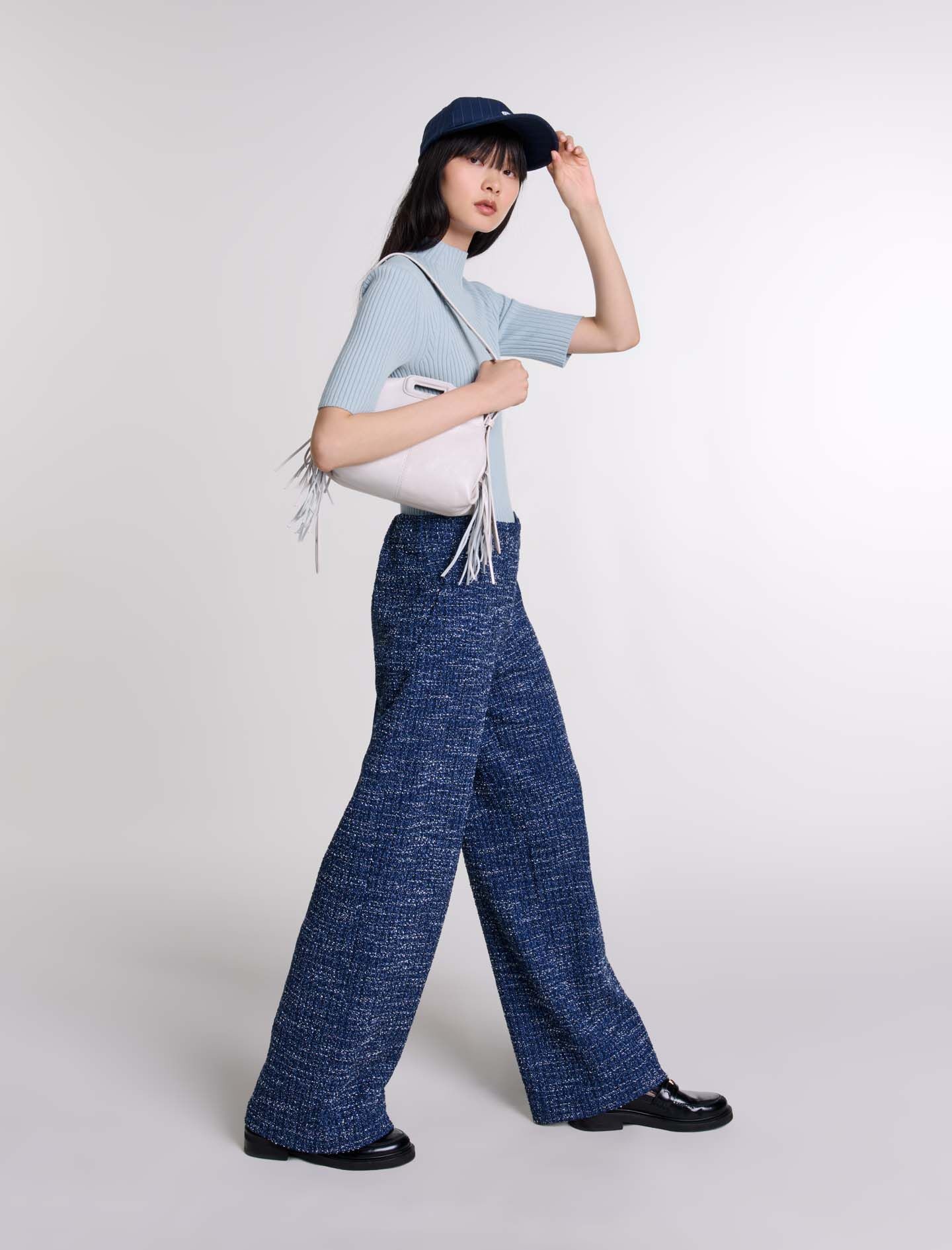 Wide-leg tweed trousers - 3