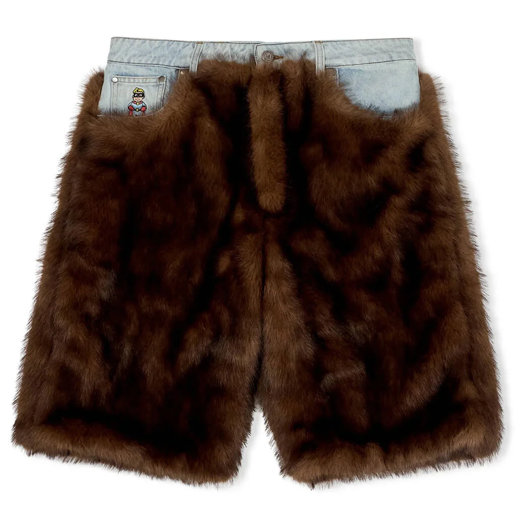 FUR SHORTS - BROWN - 1