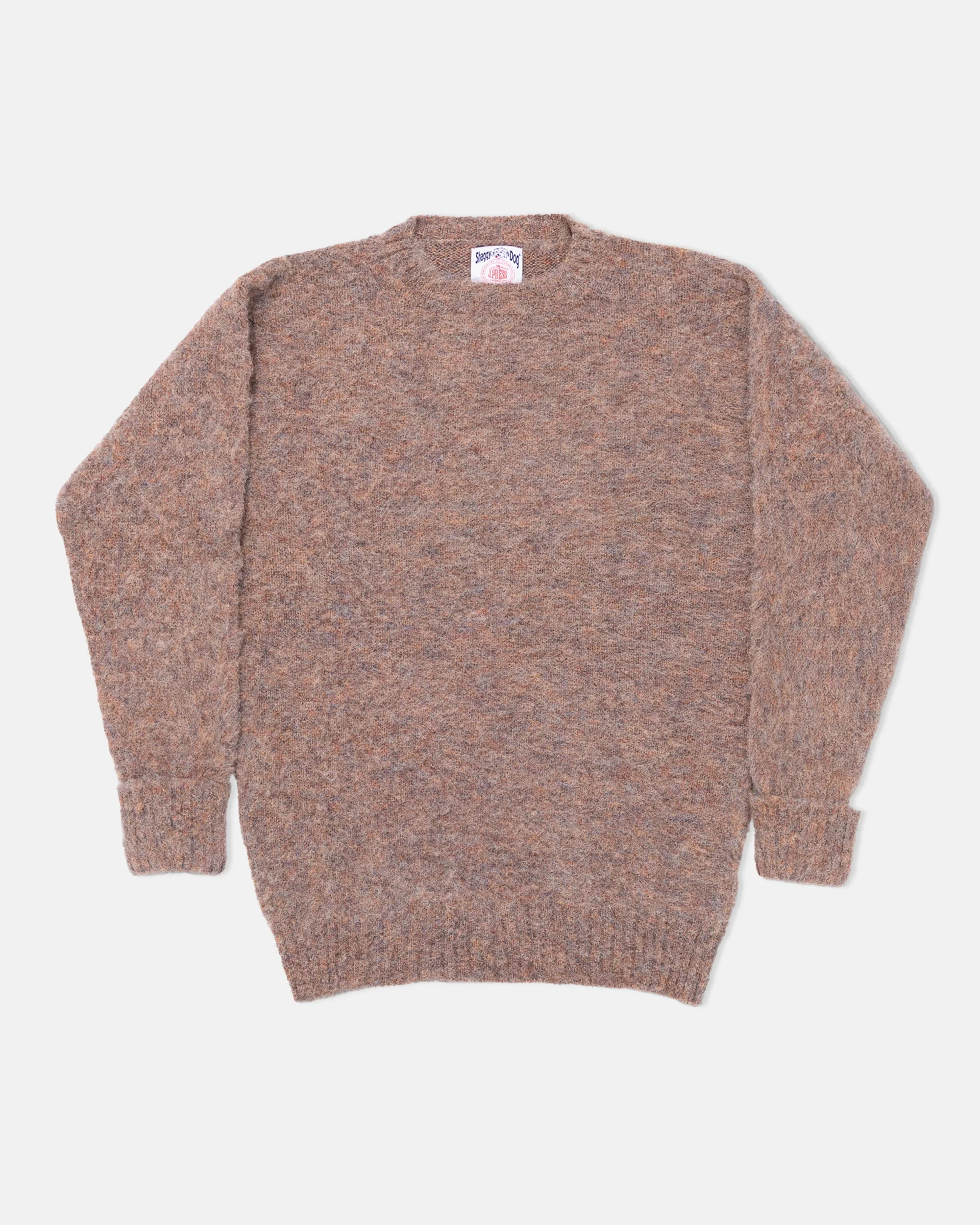 MADE-IN-SCOTLAND PINK & BLUE MARL SHAGGY DOG SWEATER - CLASSIC FIT - 1