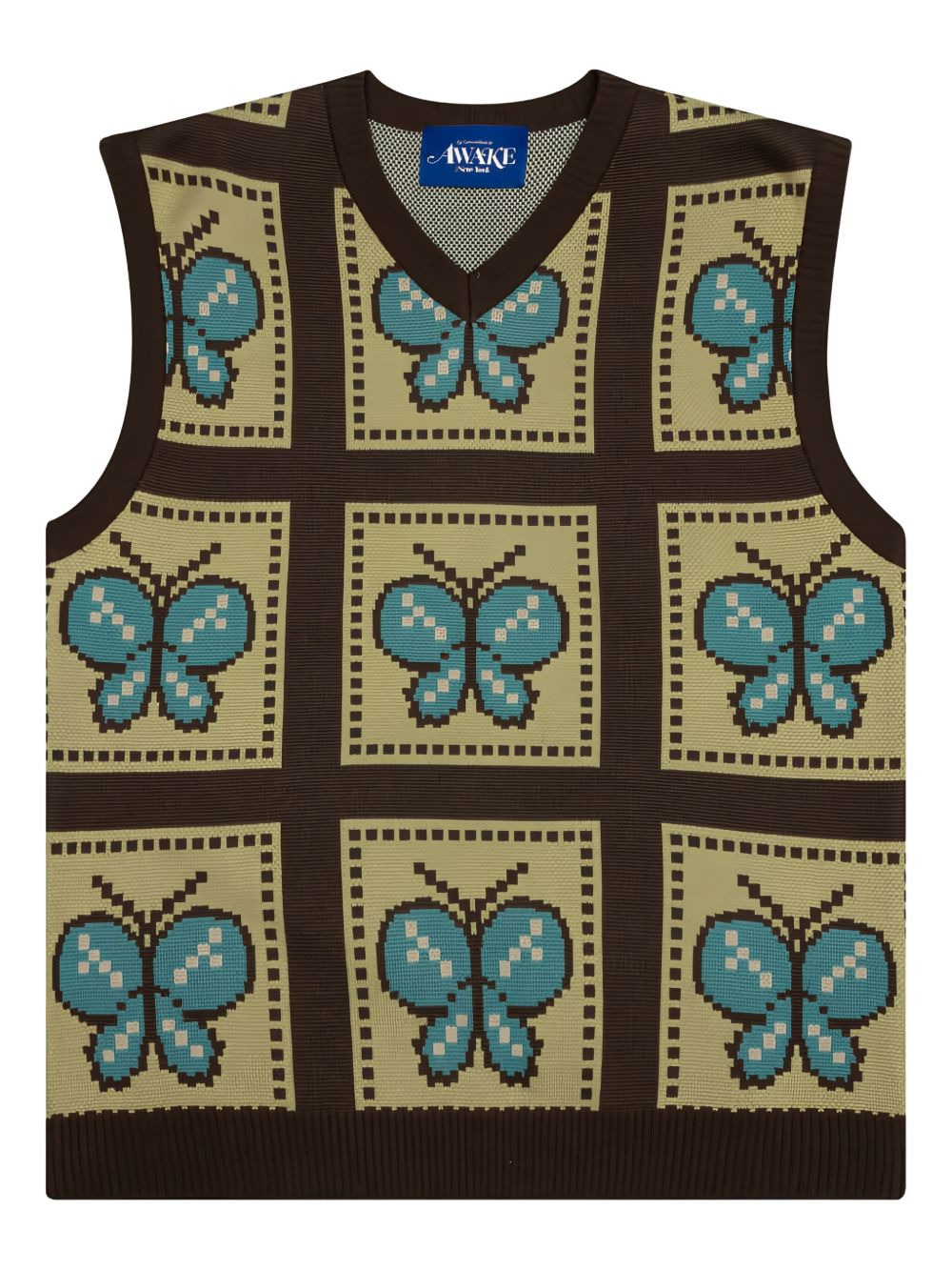 butterfly-pattern v-neck vest - 1