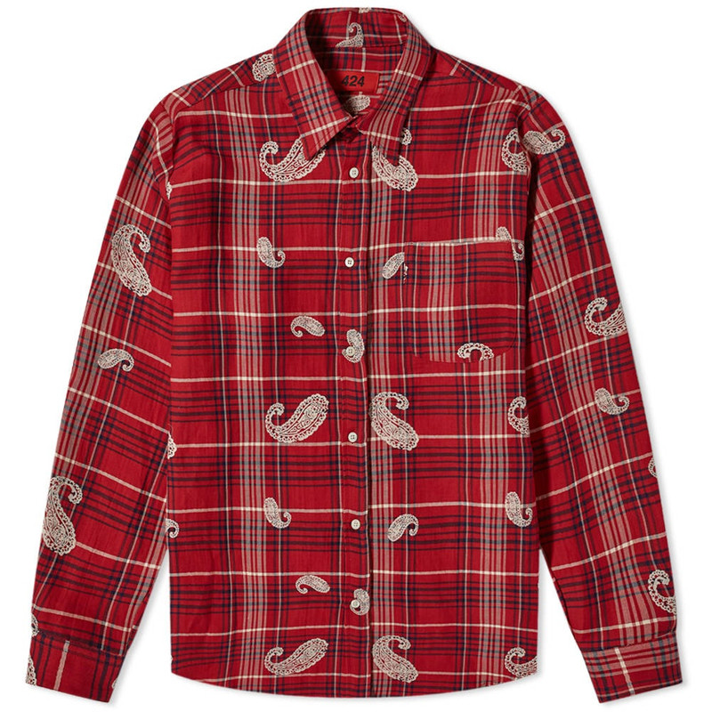 424 Paisley Printed Check Shirt 1