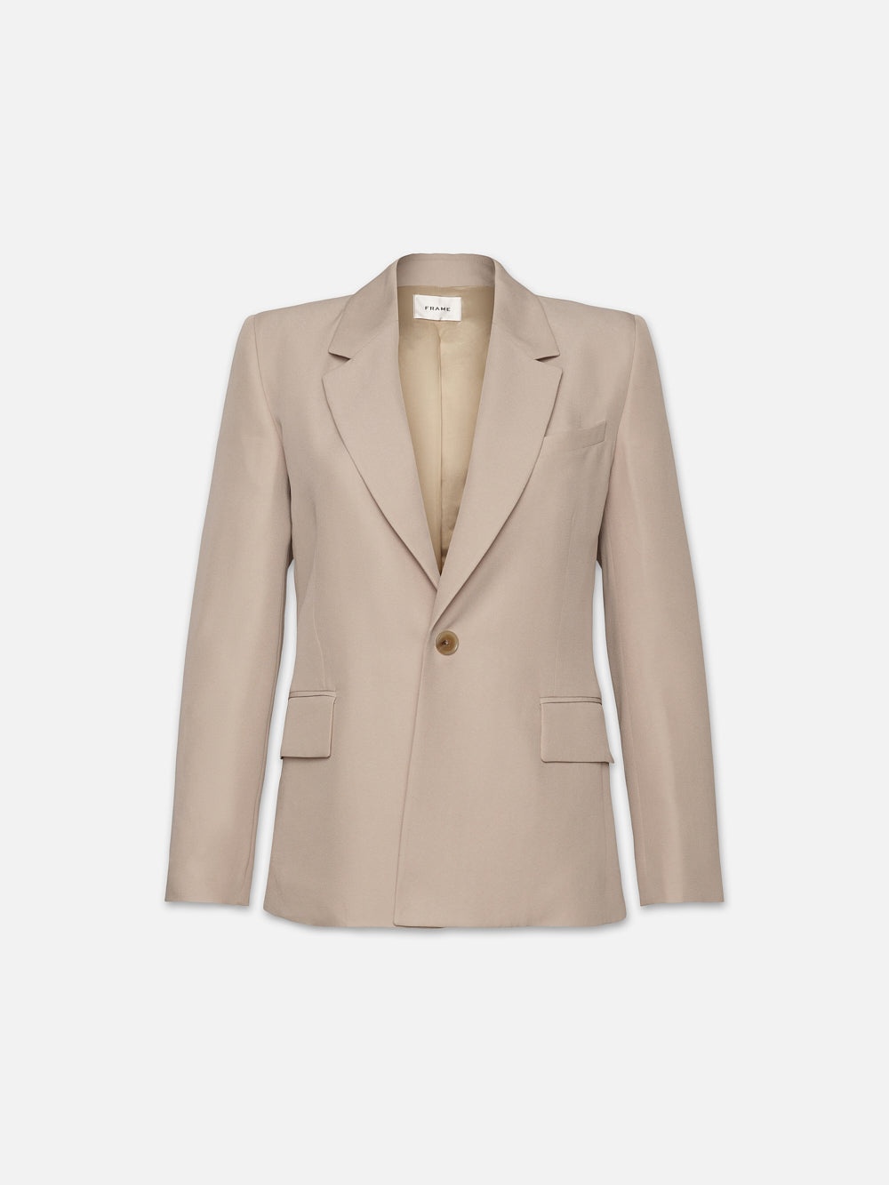 Single Button Blazer in Light Beige - 1