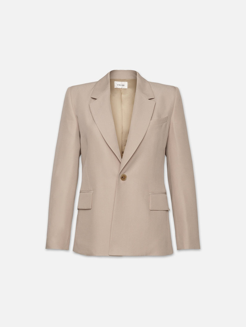 Single Button Blazer in Light Beige 1