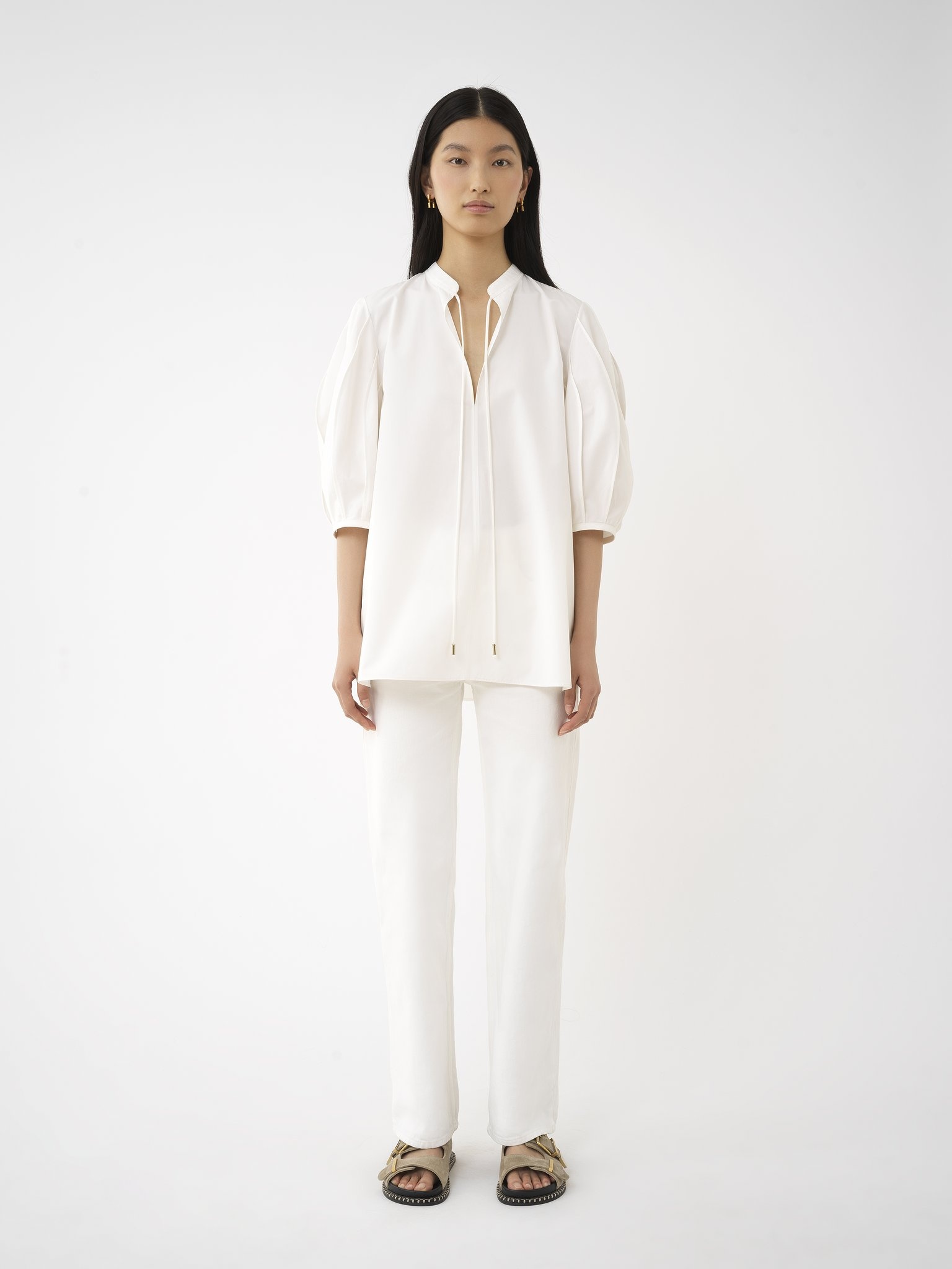 TIE-DETAIL TUNIC SHIRT - 3