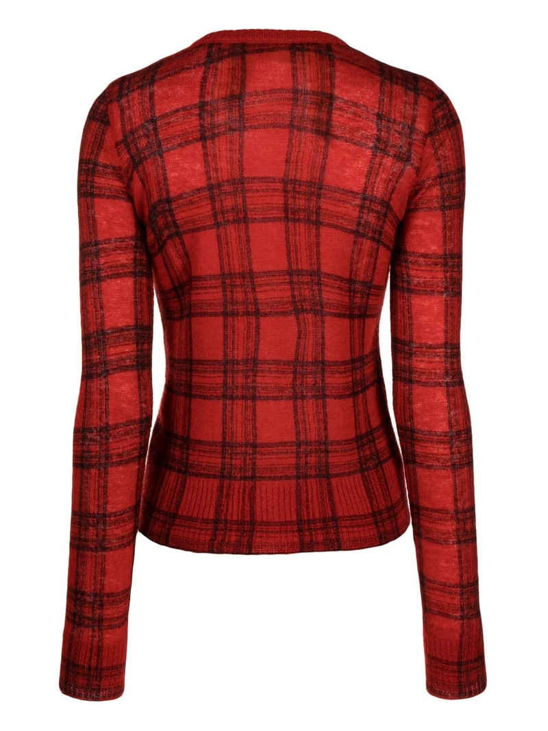 N°21 check-print buttoned cardigan outlook