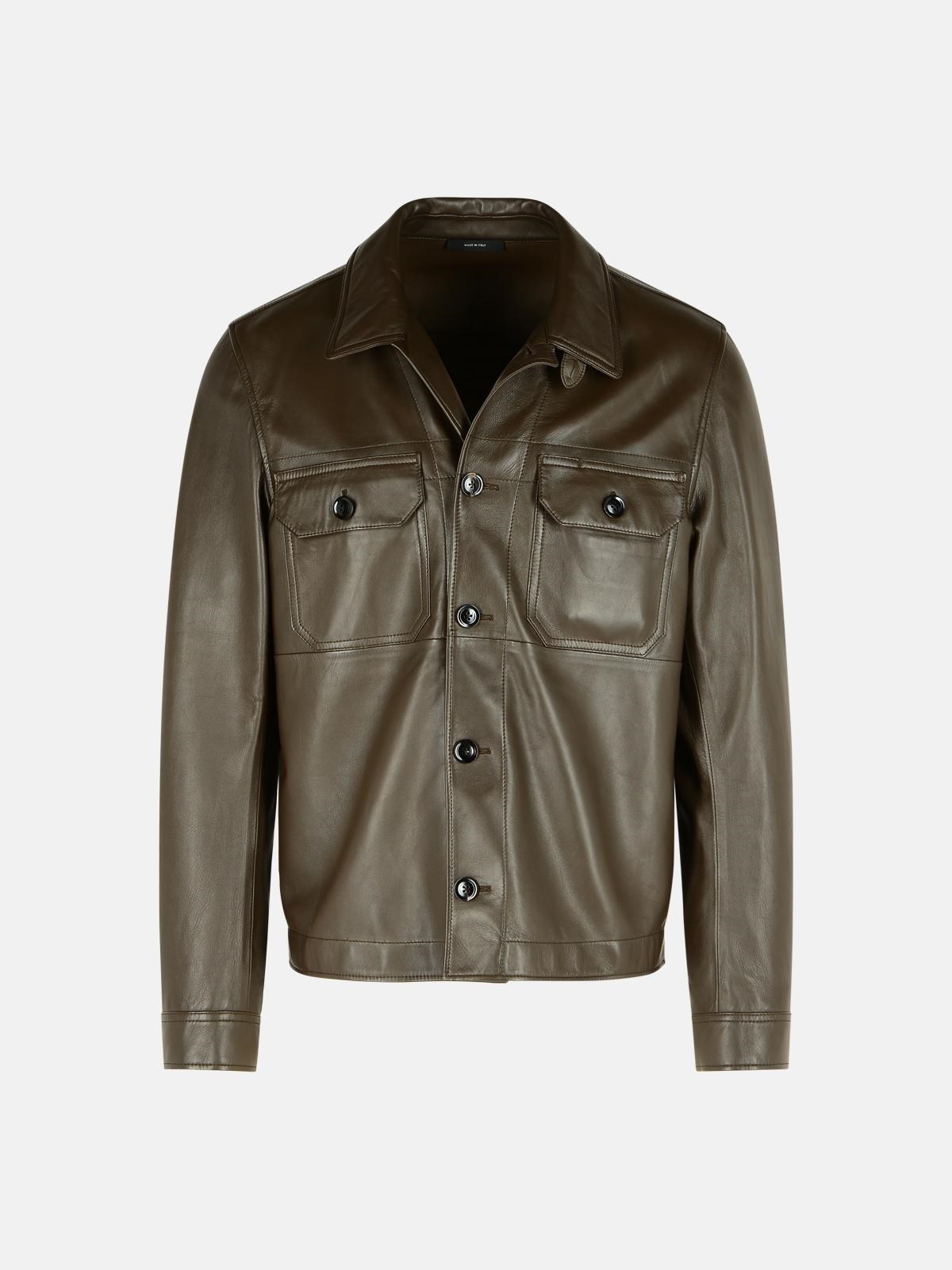 TOBACCO LEATHER JACKET - 1