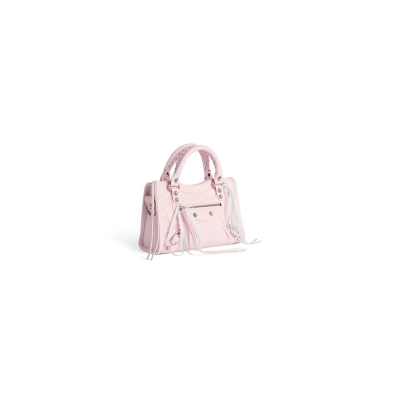 BALENCIAGA Women's Le City Bag Mini in Petal Pink/white Snow outlook