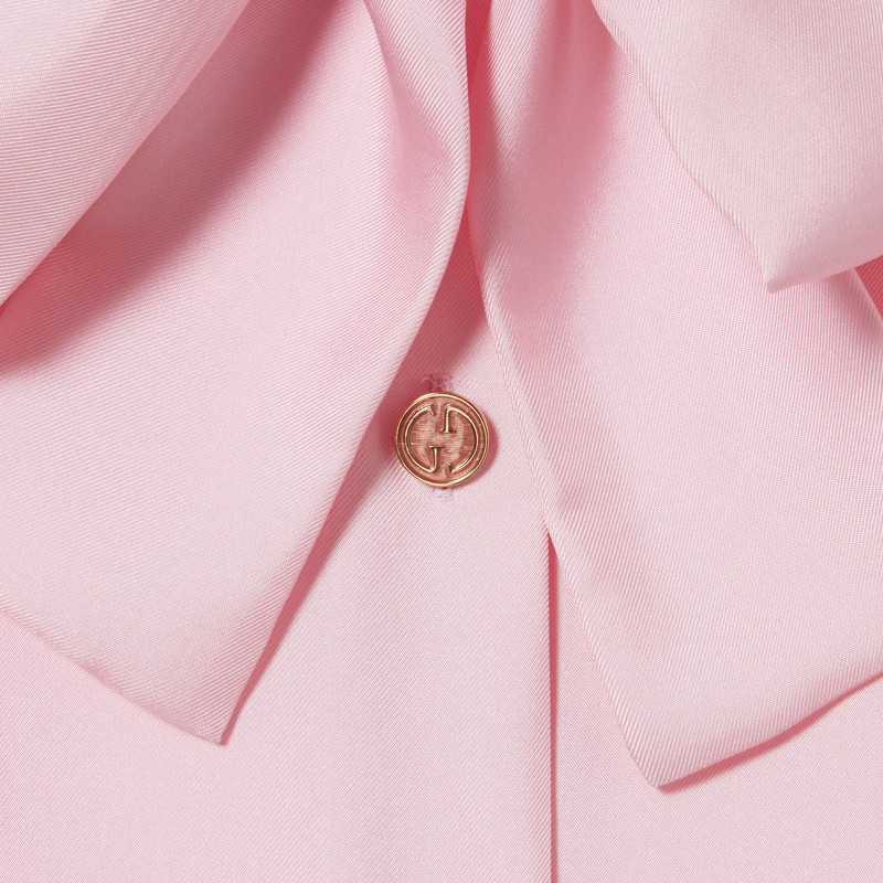 Silk twill shirt with bow 5