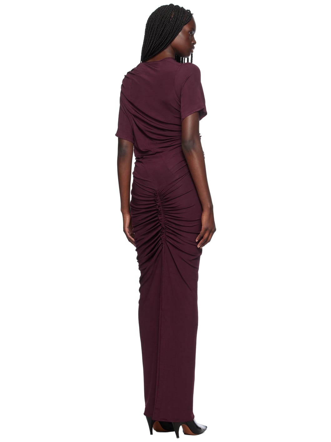 Purple Asymmetric Ruched Maxi Dress - 3