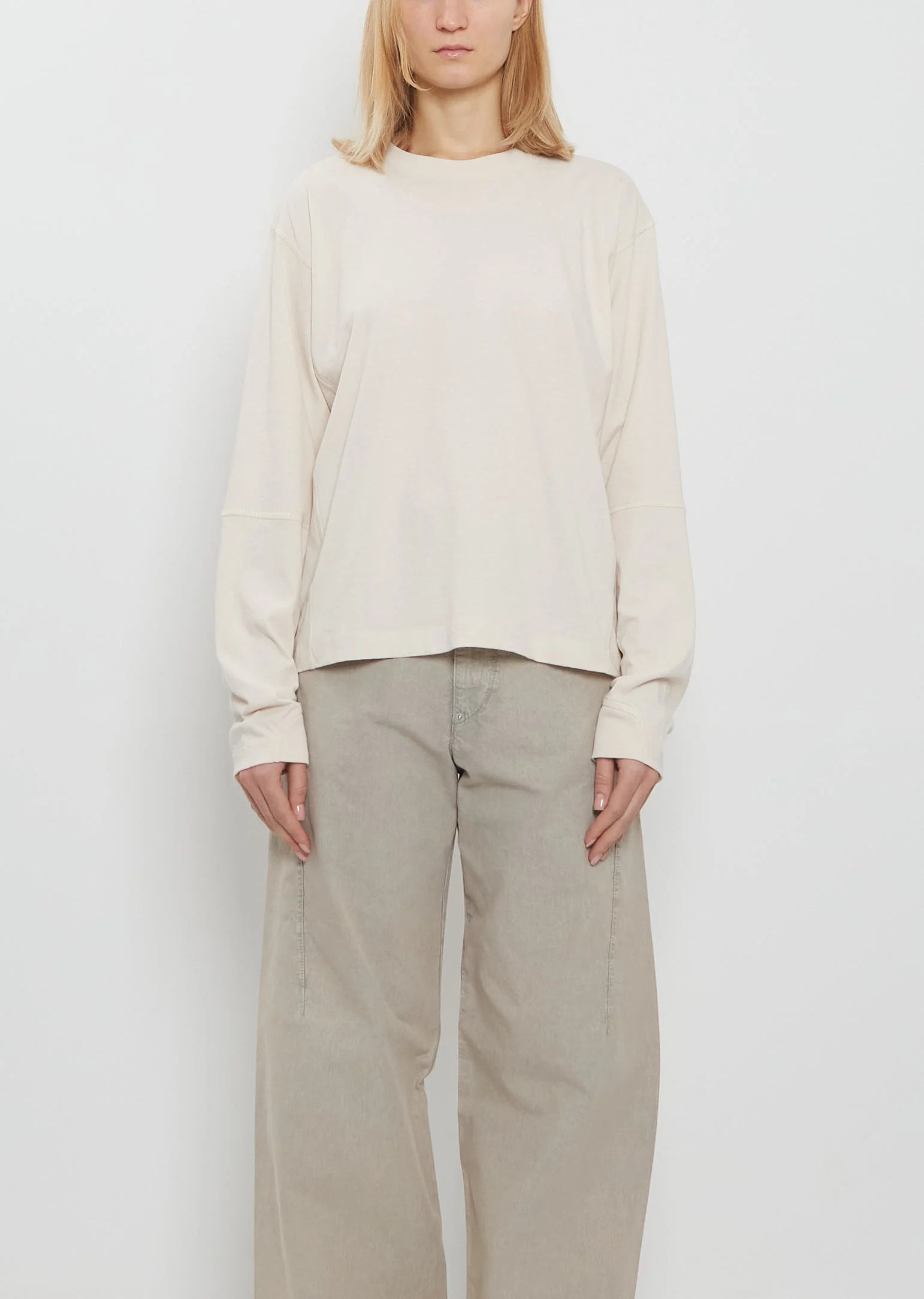 Coverstitch Long Sleeve Cotton T-Shirt - 1