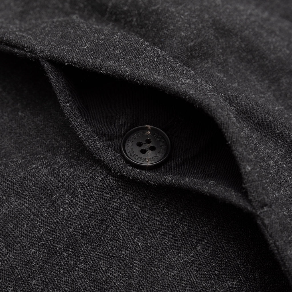 POLYESTER WOOL HERRINGBONE MAC COAT - 5