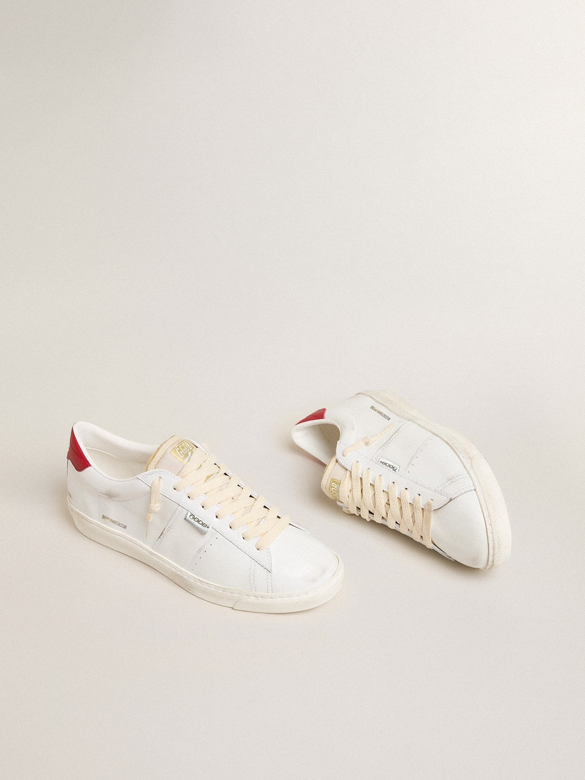 Matchstar in glossy white leather with glossy red leather heel tab - 2