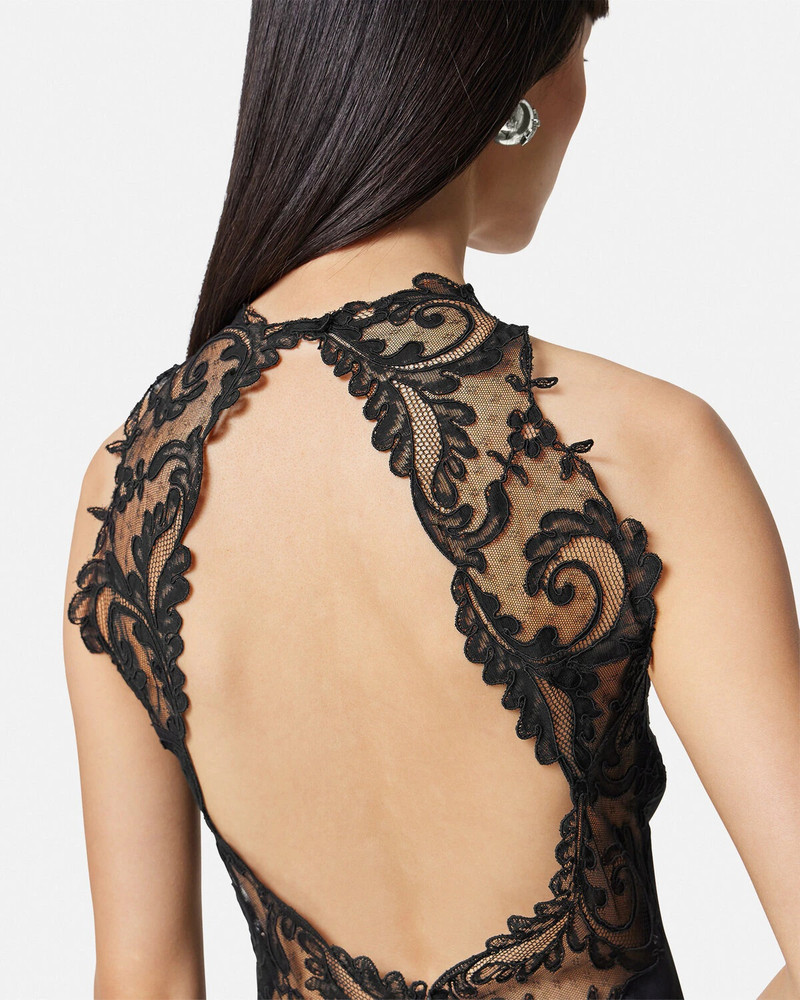 Barocco Lace Halterneck Mini Dress 6