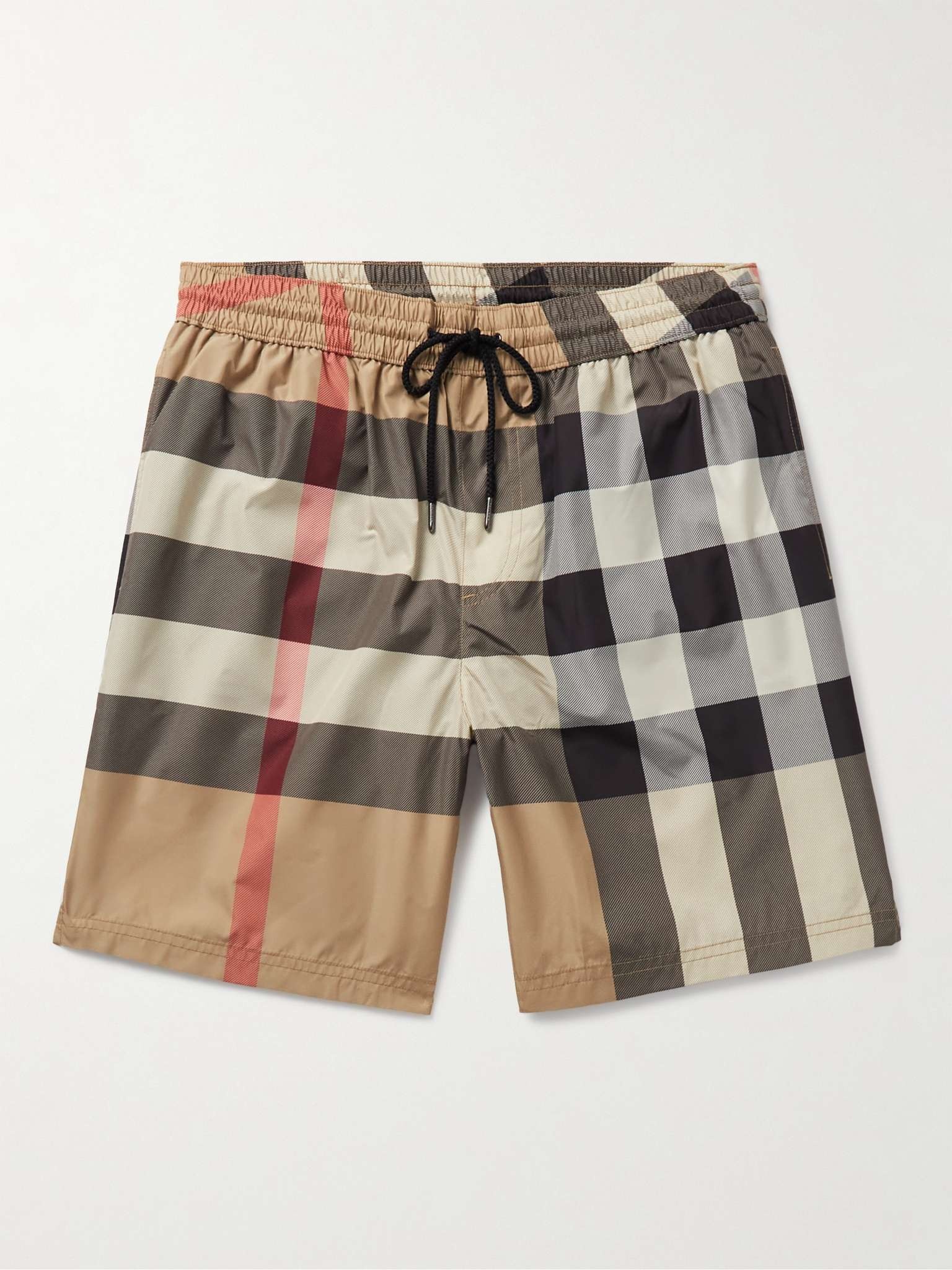 Straight-Leg Long-Length Checked Swim Shorts - 1