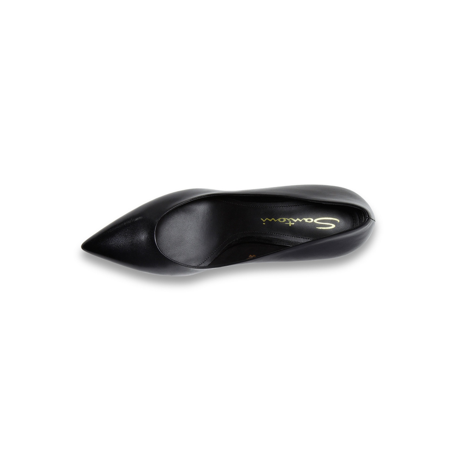 Women's black leather mid-heel pump - 5