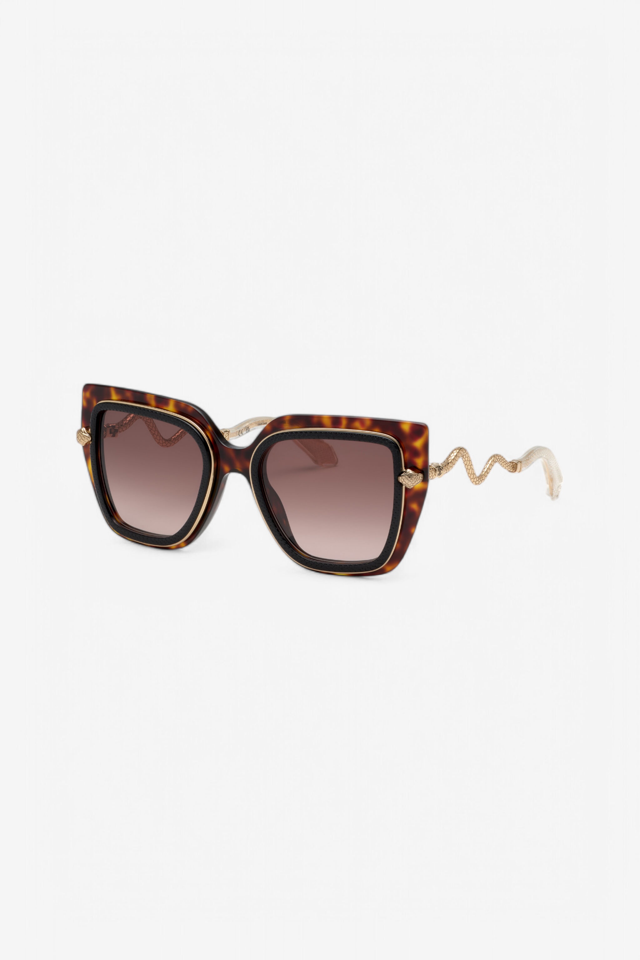 Wide and feminine front sunglasses with double ring decoration - 3