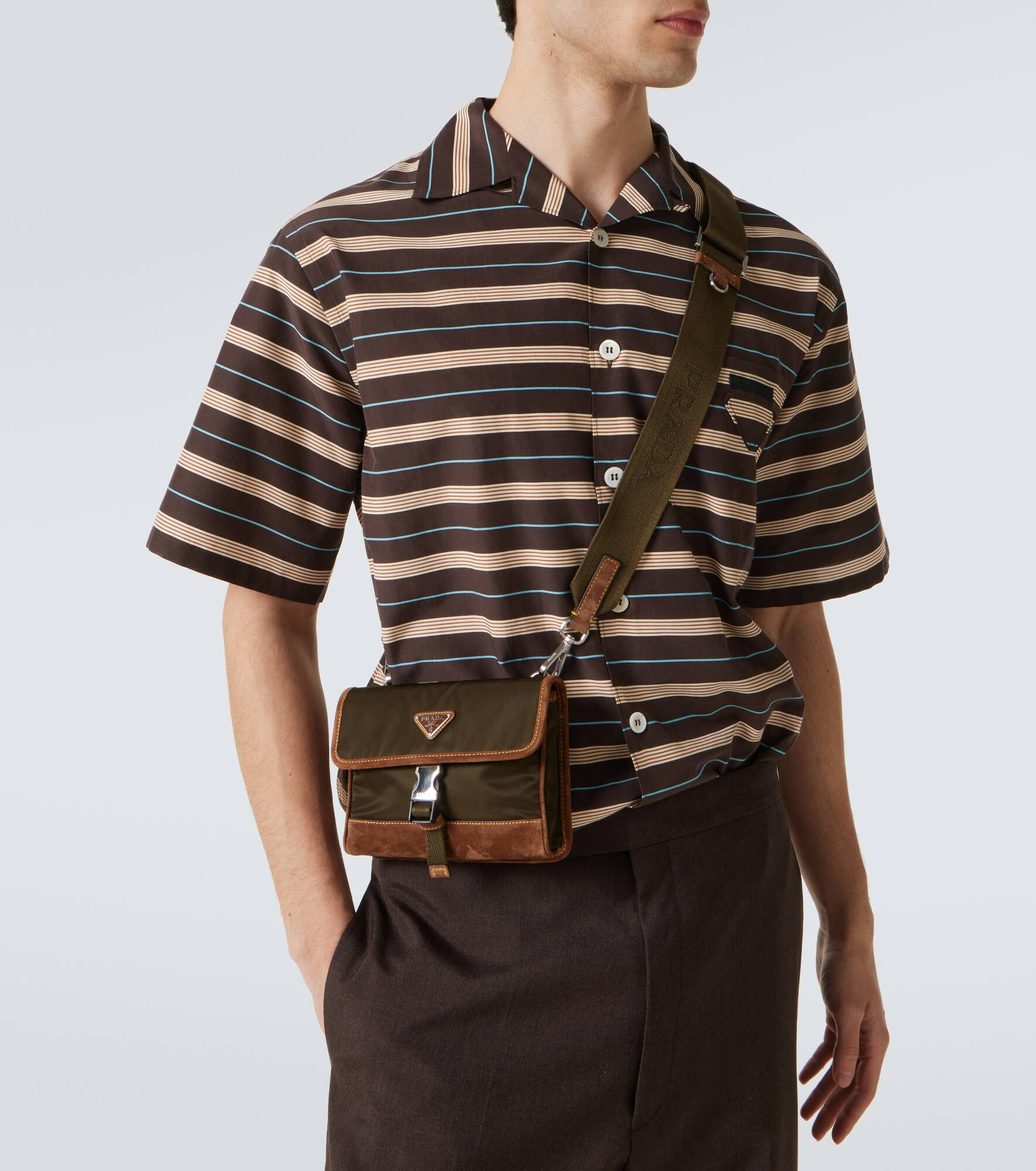 Re-Nylon suede-trimmed phone pouch - 3