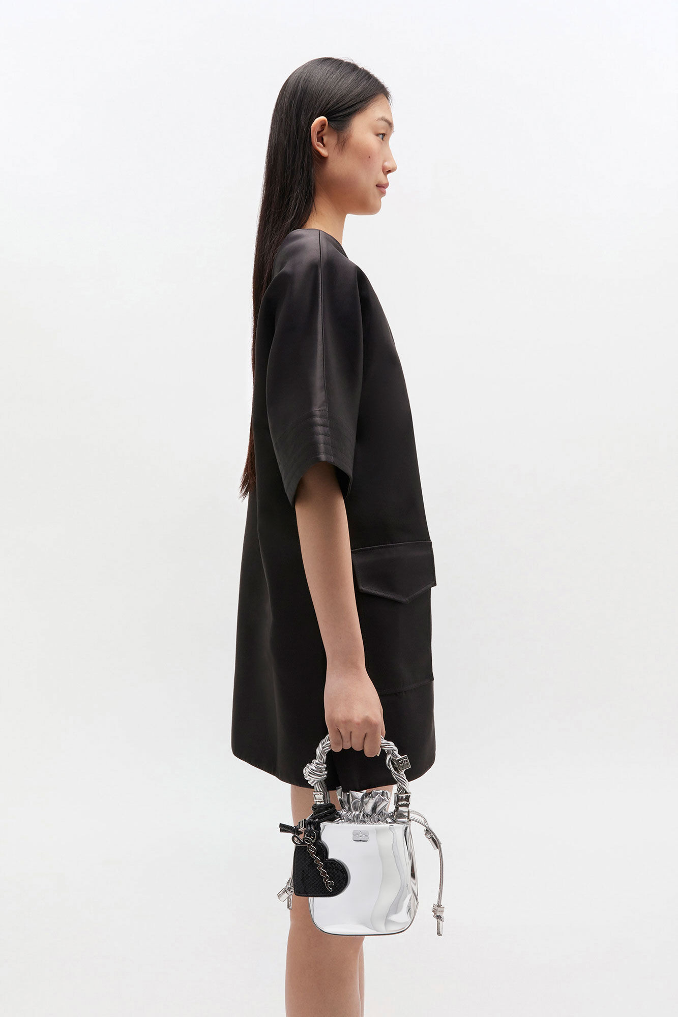 SILVER MINI GANNI BOU BUCKET BAG - 4