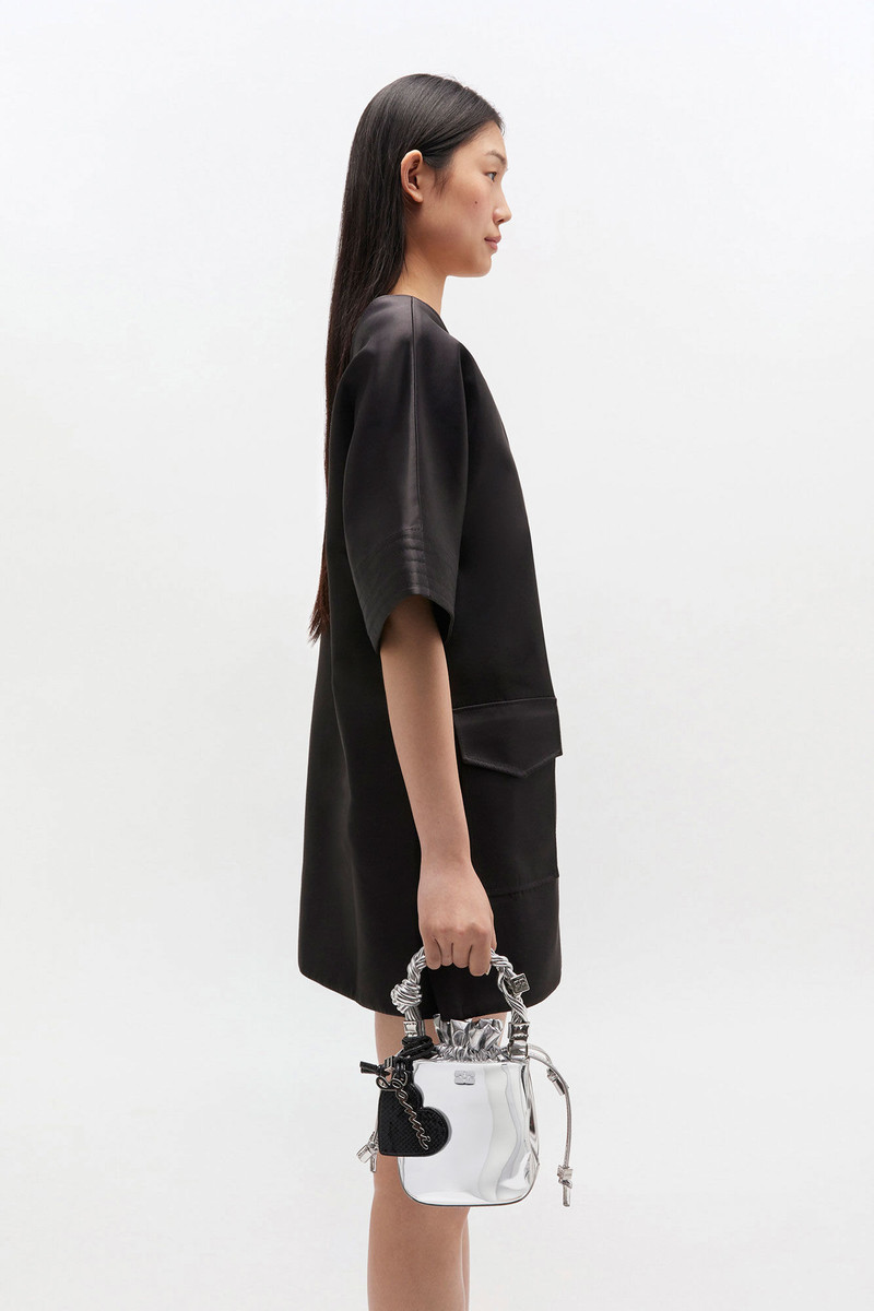 SILVER MINI GANNI BOU BUCKET BAG 4