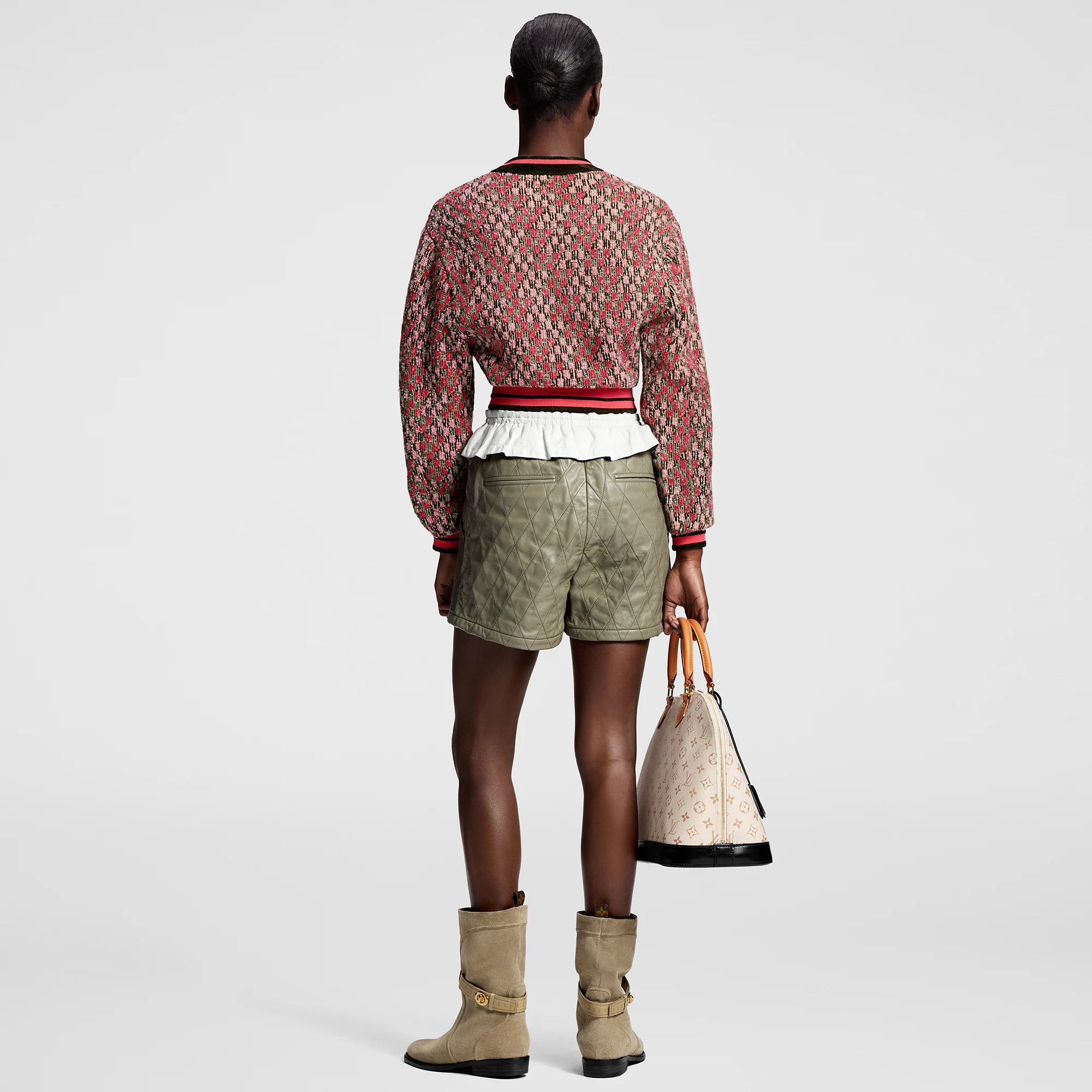 Damier Tweed Cropped Bomber Jacket - 3