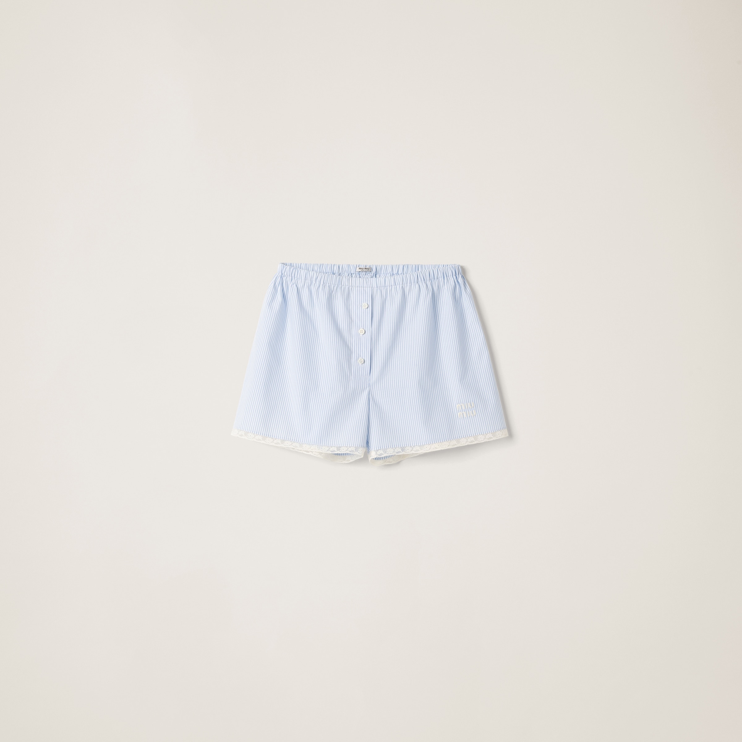 Miu Miu Logo Boxer Shorts In Silk in White