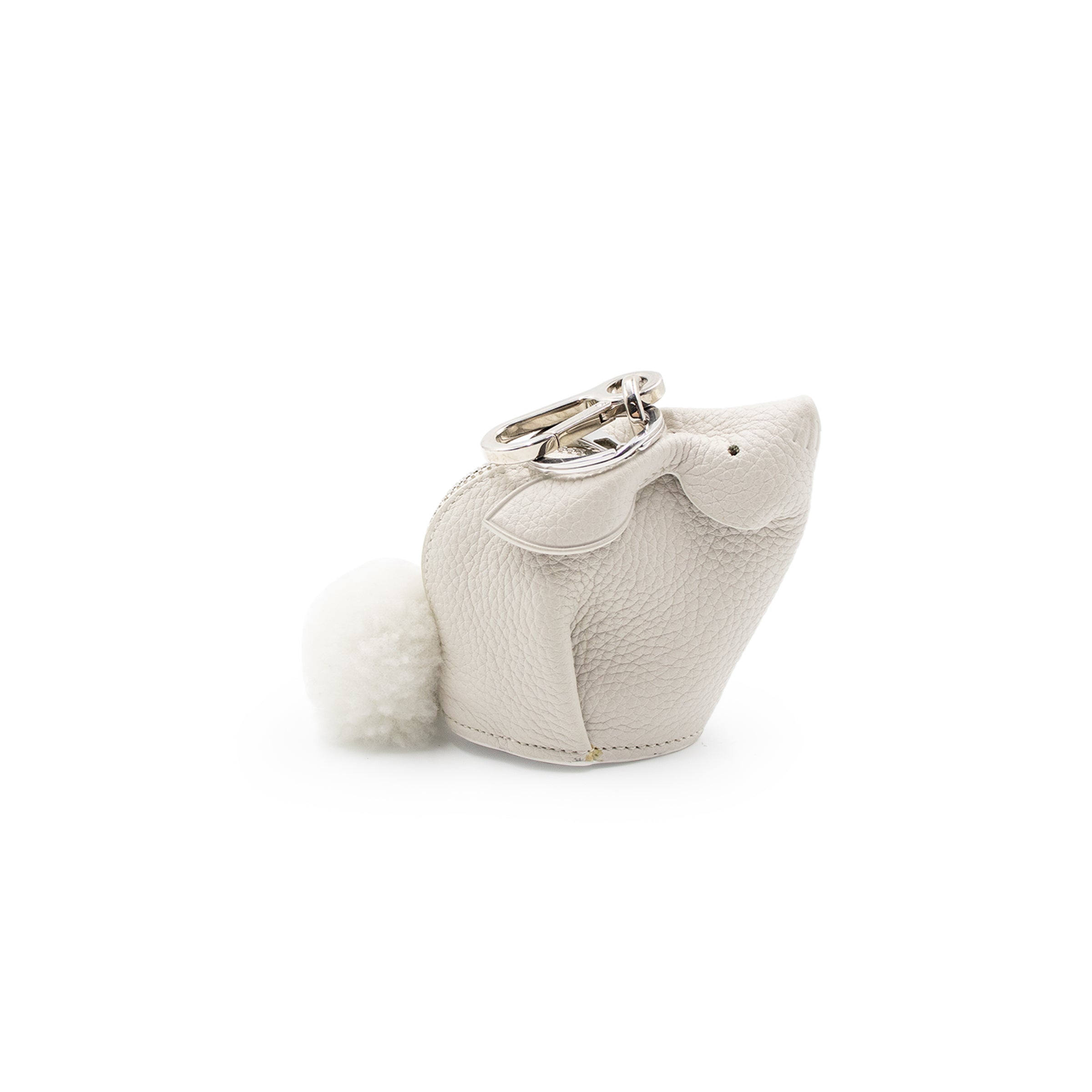 Bunny Charm in Soft Grained Calfskin in White - 1