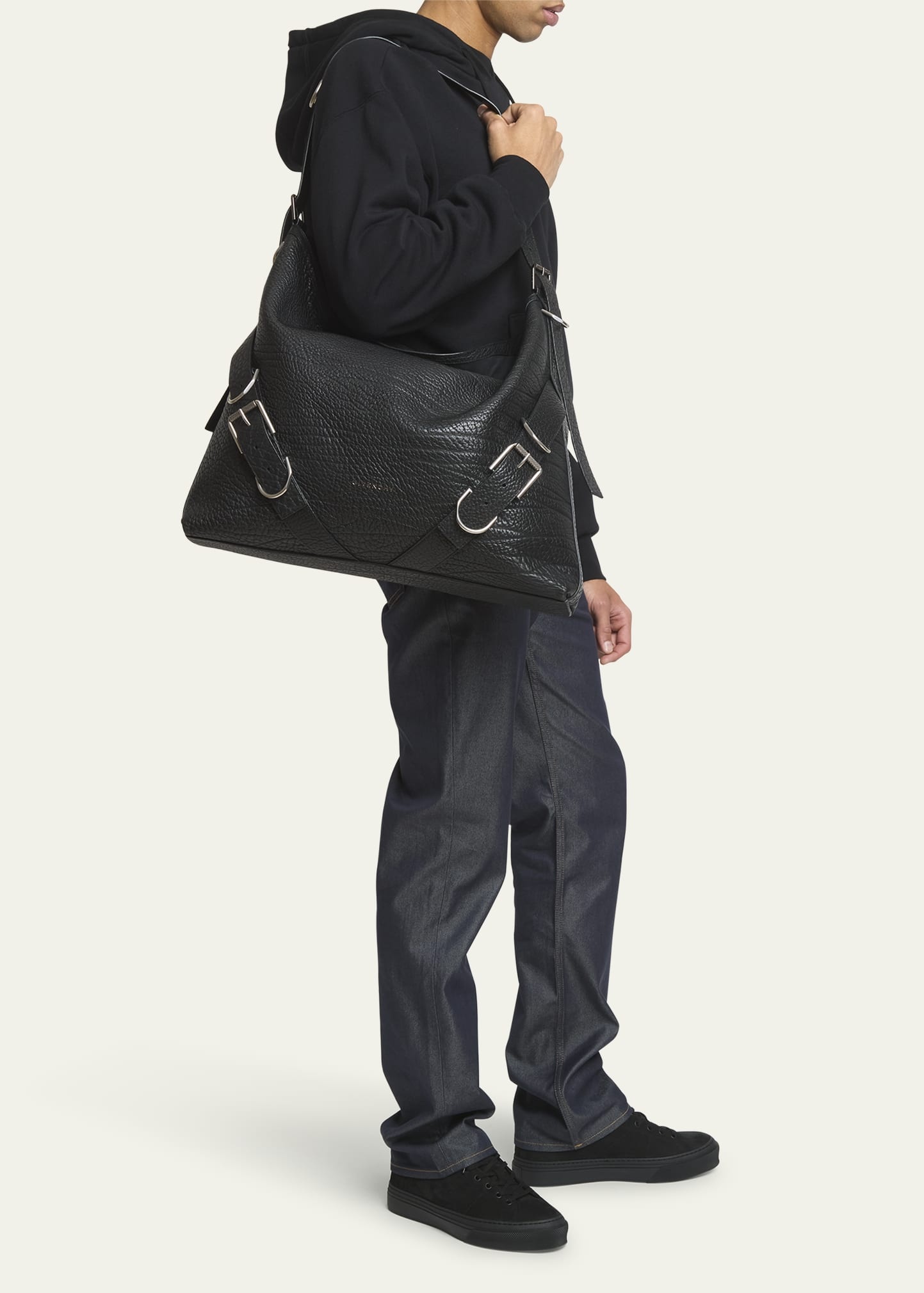 Men's Voyou Large Bag in Embossed Leather - 5